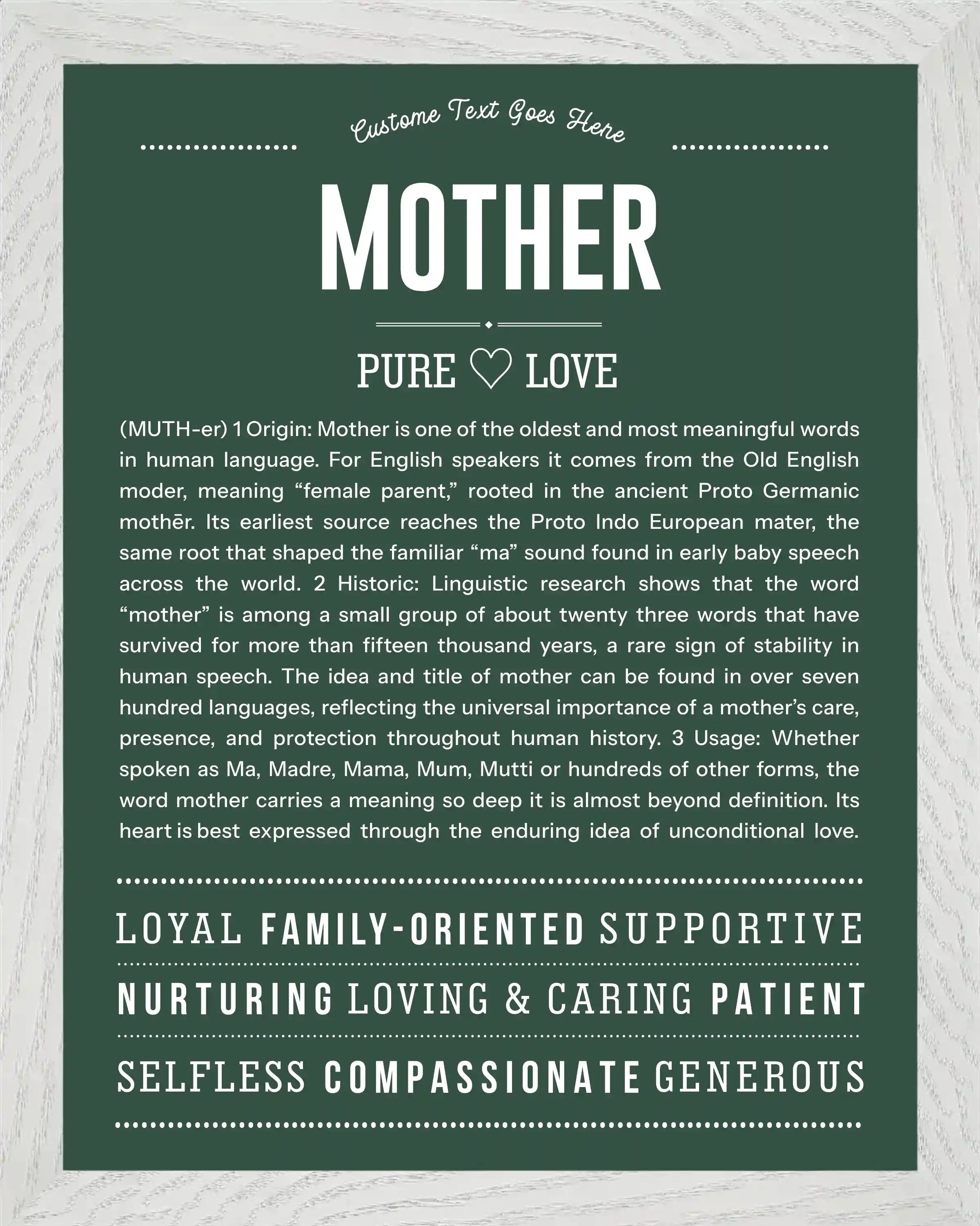 Mother | Personalised Name Meaning Print – Custom Name Art Gift