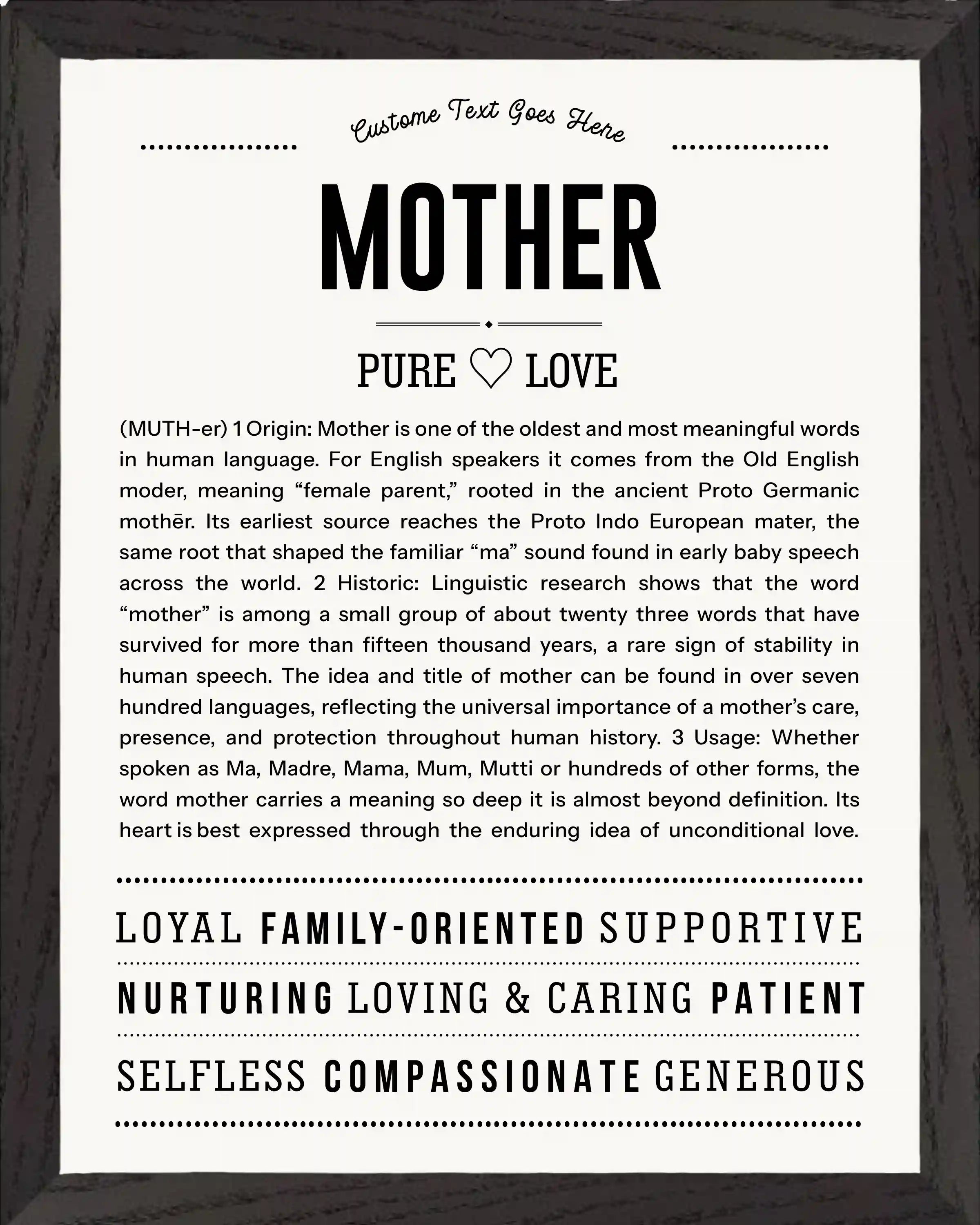 Mother | Personalised Name Meaning Print – Custom Name Art Gift
