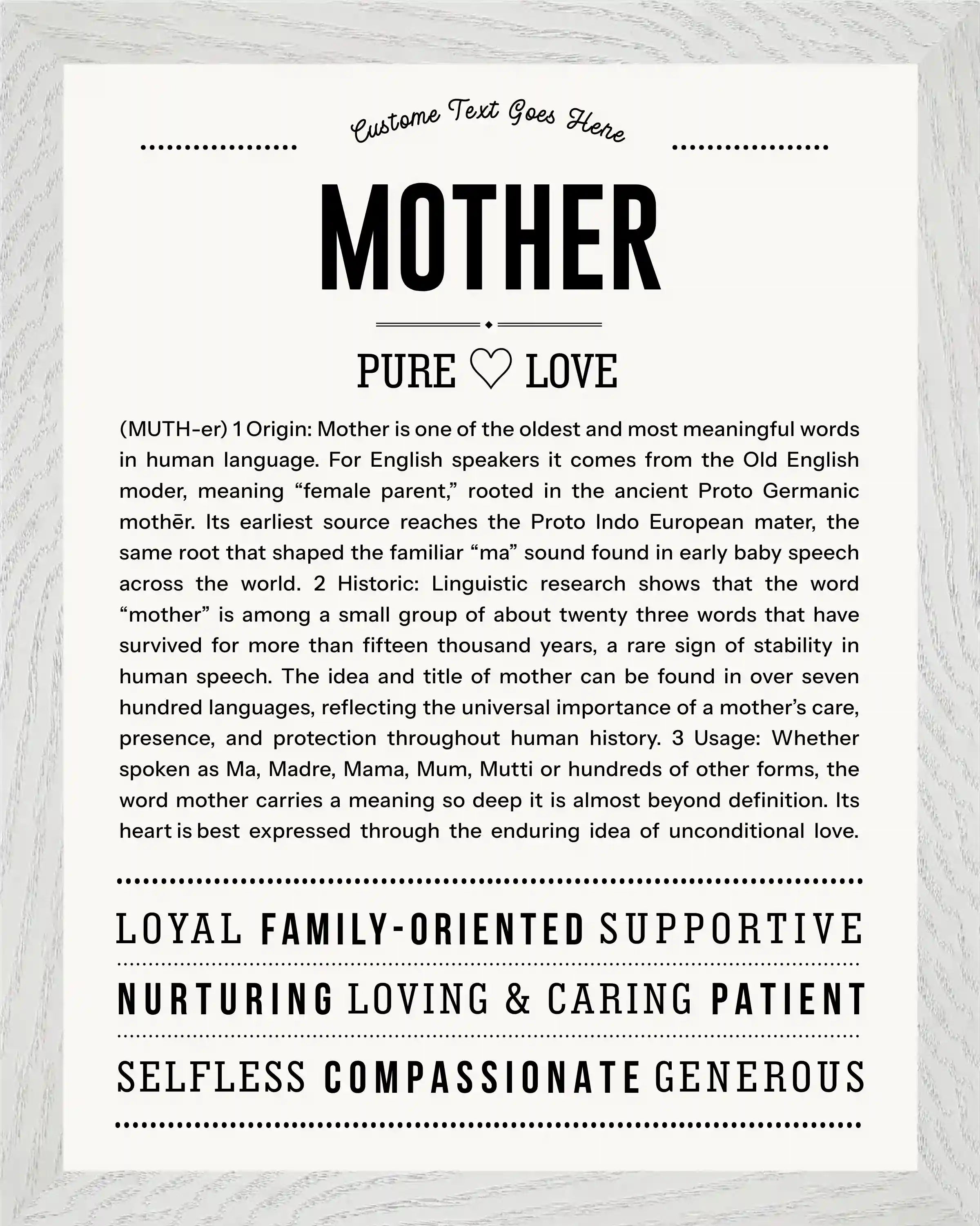Mother | Personalised Name Meaning Print – Custom Name Art Gift