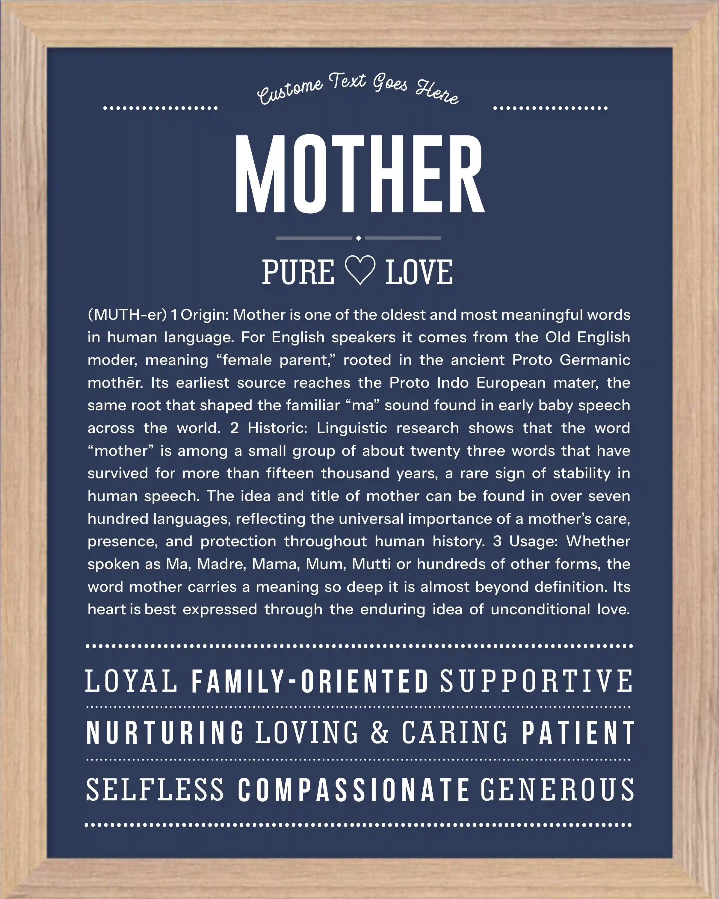 Mother | Personalised Name Meaning Print – Custom Name Art Gift