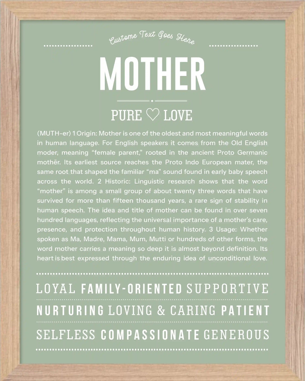 Mother | Personalised Name Meaning Print – Custom Name Art Gift