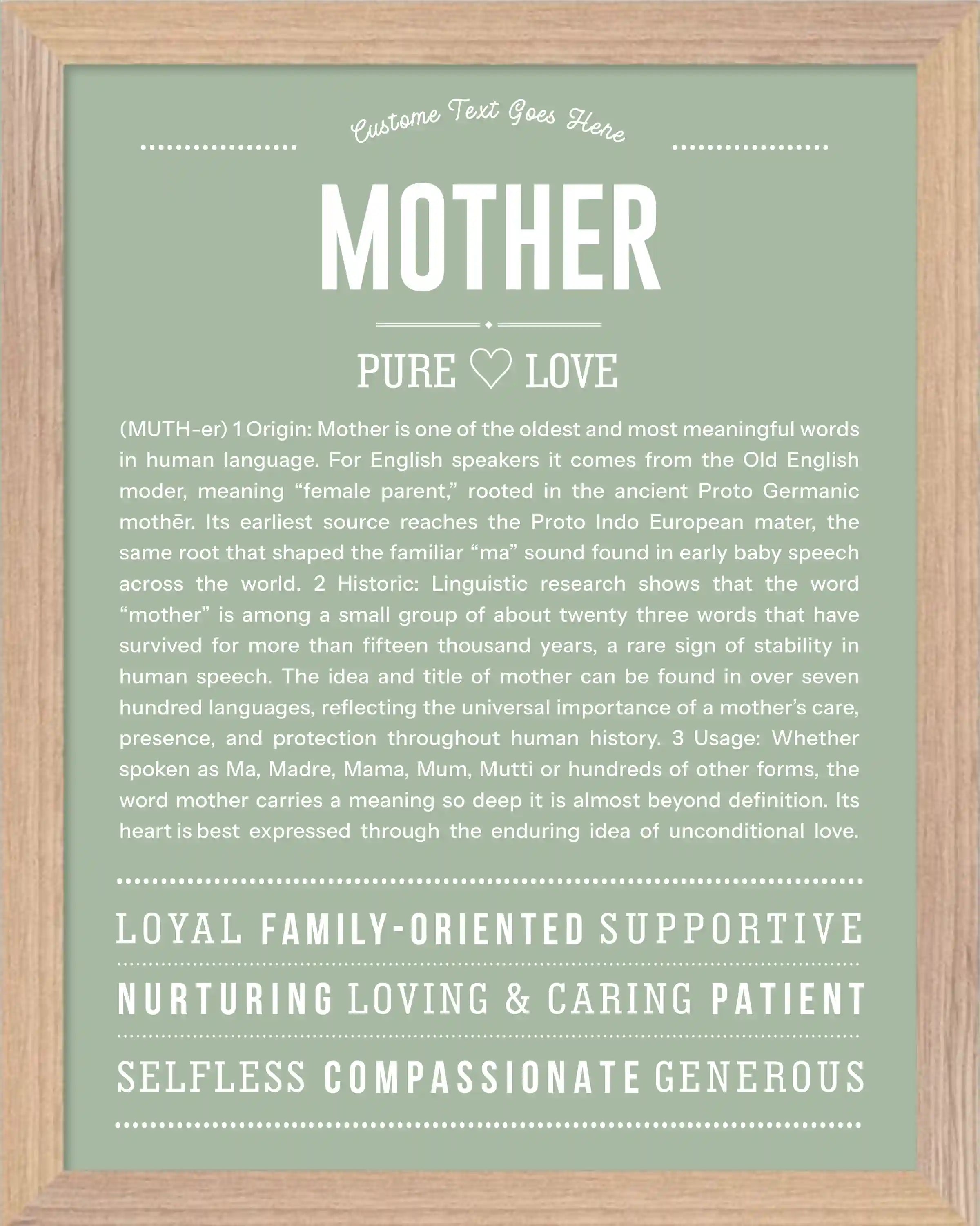 Mother | Personalised Name Meaning Print – Custom Name Art Gift