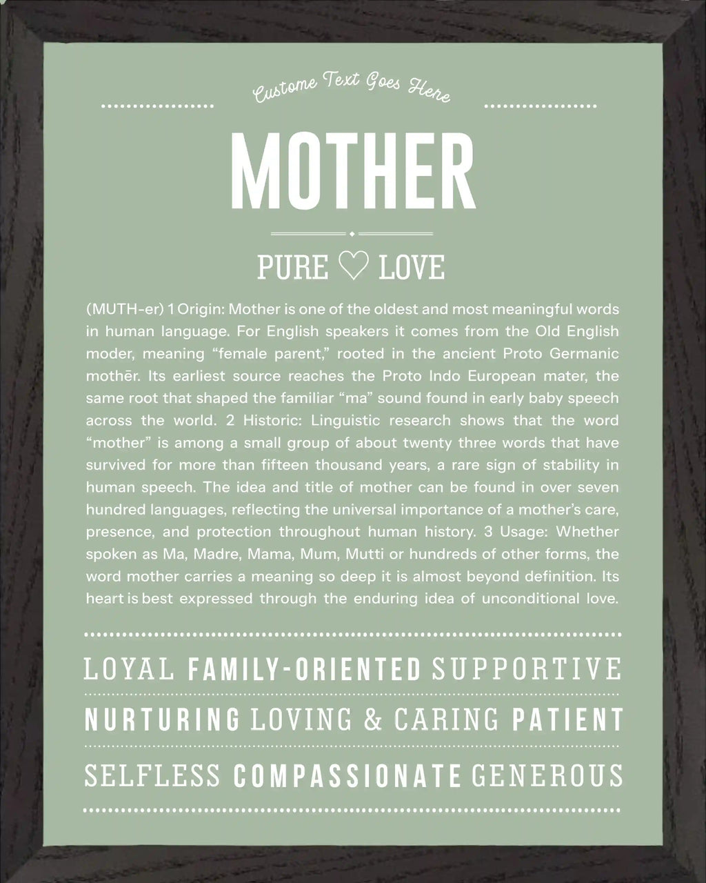 Mother | Personalised Name Meaning Print – Custom Name Art Gift