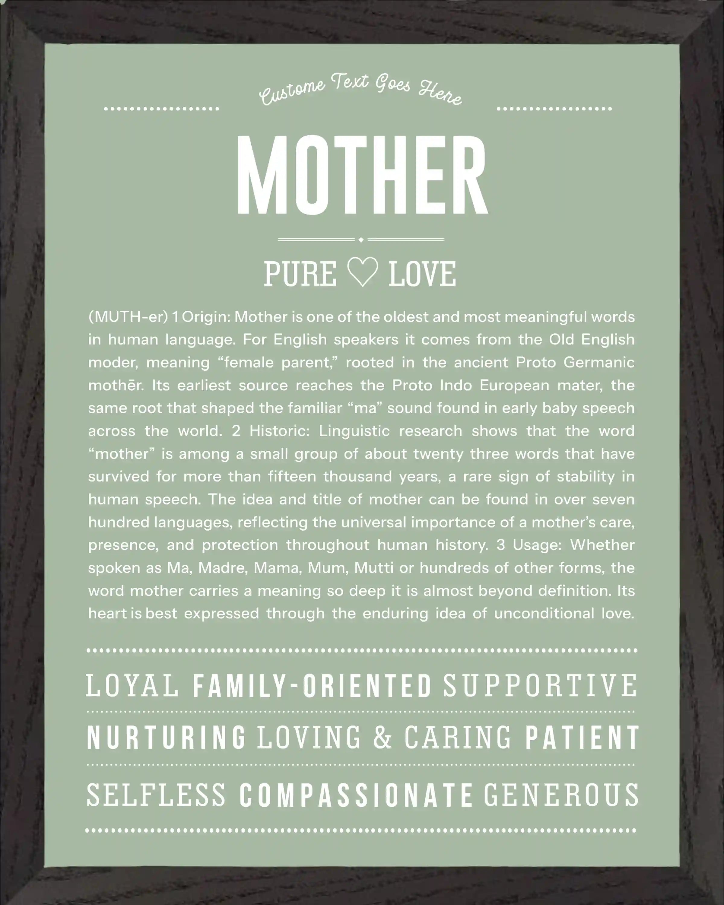 Mother | Personalised Name Meaning Print – Custom Name Art Gift