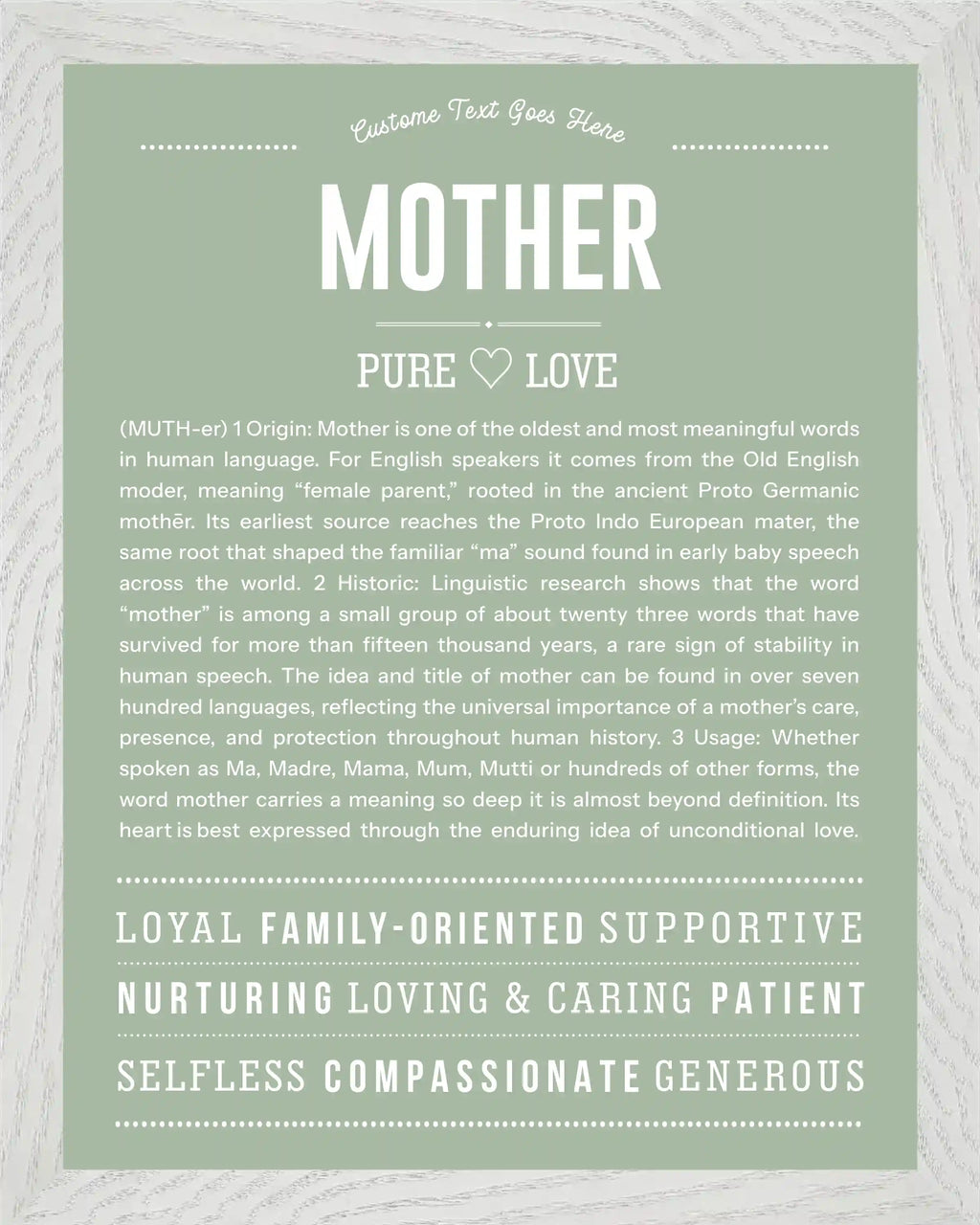 Mother | Personalised Name Meaning Print – Custom Name Art Gift
