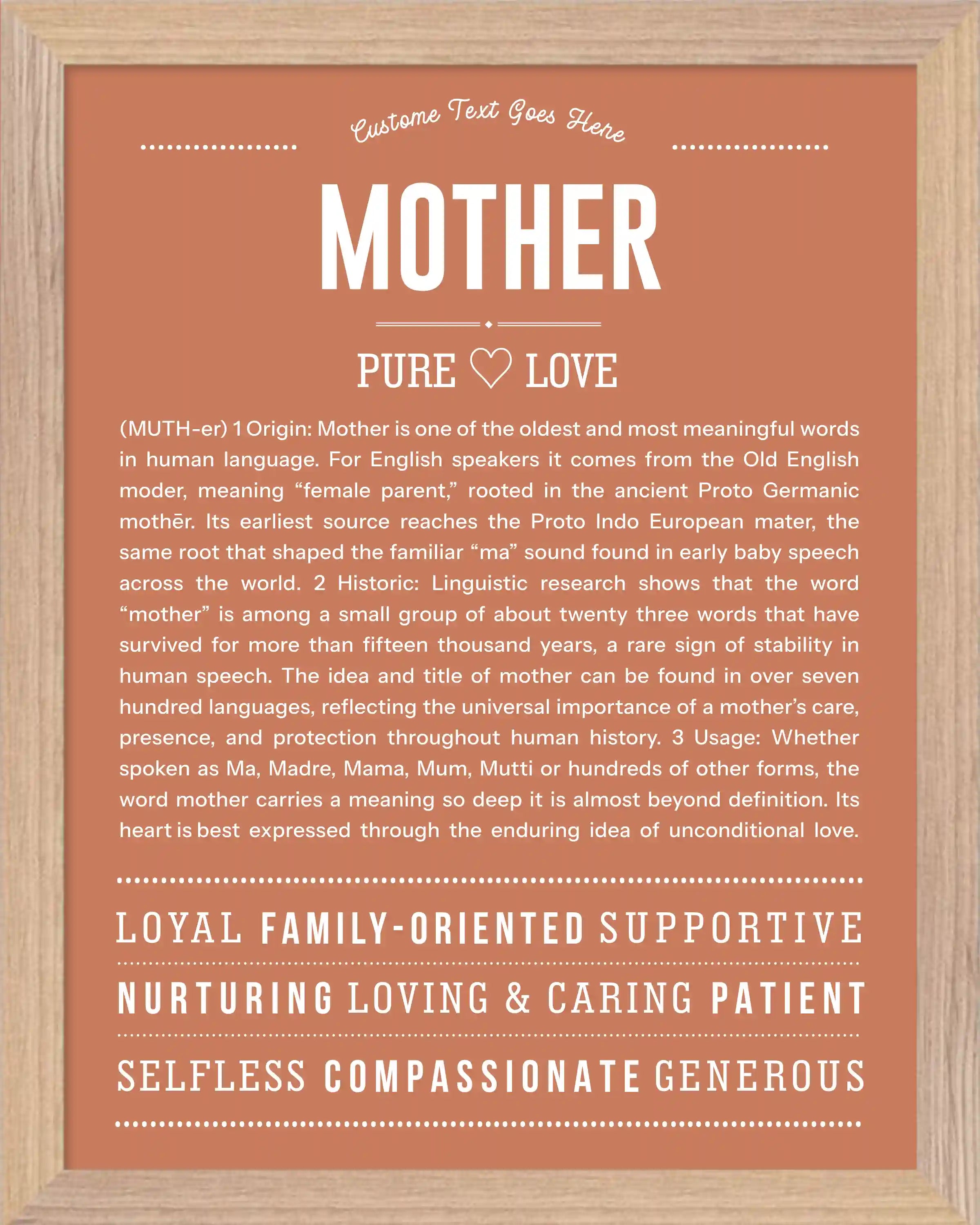 Mother | Personalised Name Meaning Print – Custom Name Art Gift