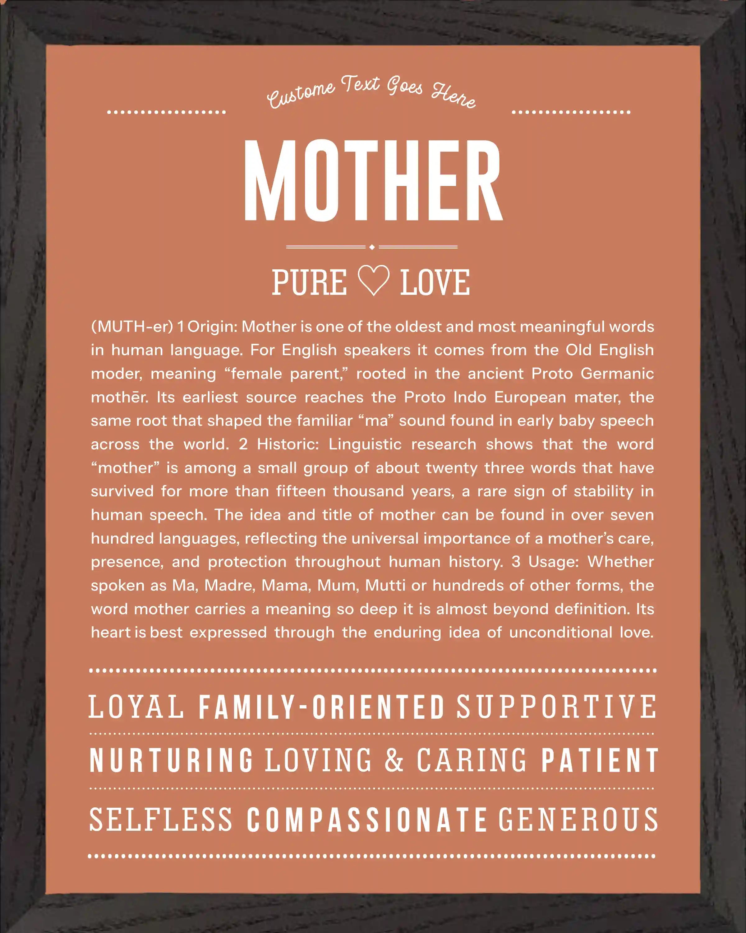 Mother | Personalised Name Meaning Print – Custom Name Art Gift
