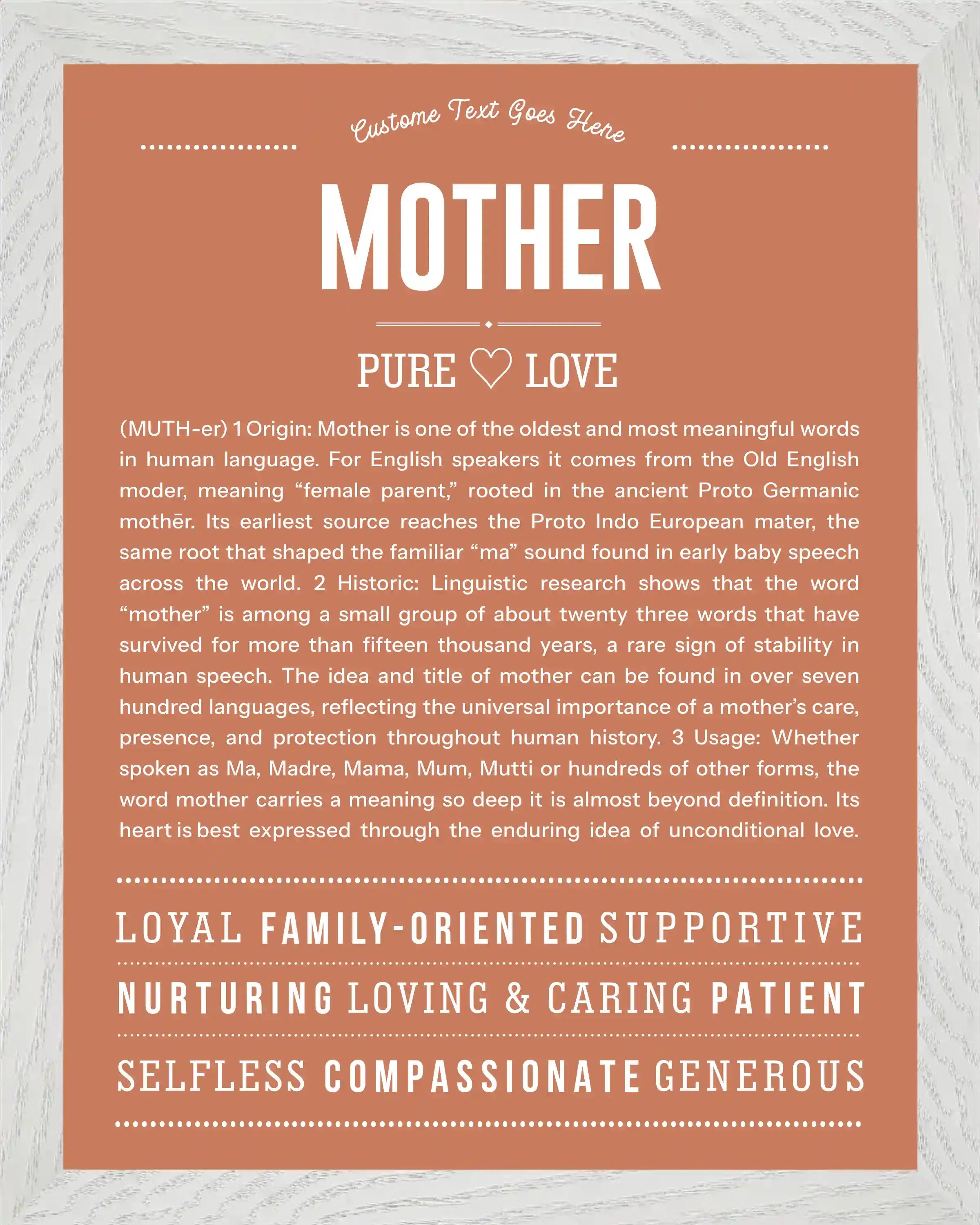 Mother | Personalised Name Meaning Print – Custom Name Art Gift