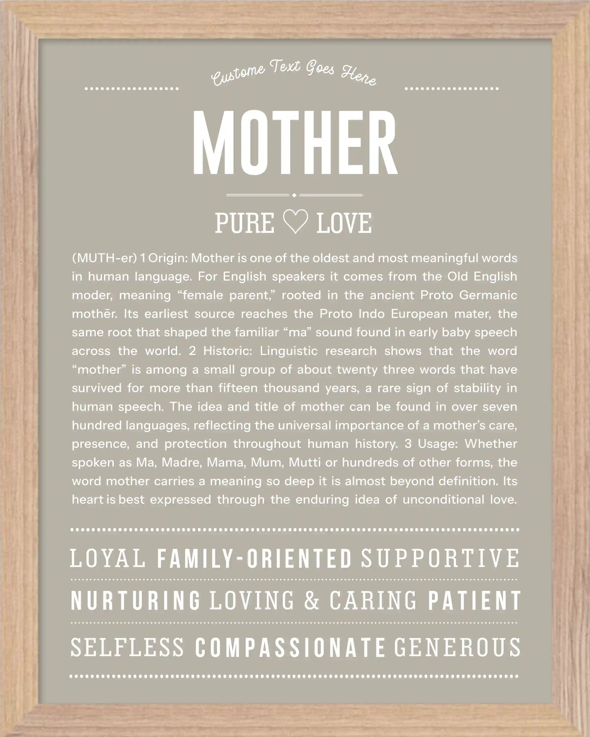 Mother | Personalised Name Meaning Print – Custom Name Art Gift