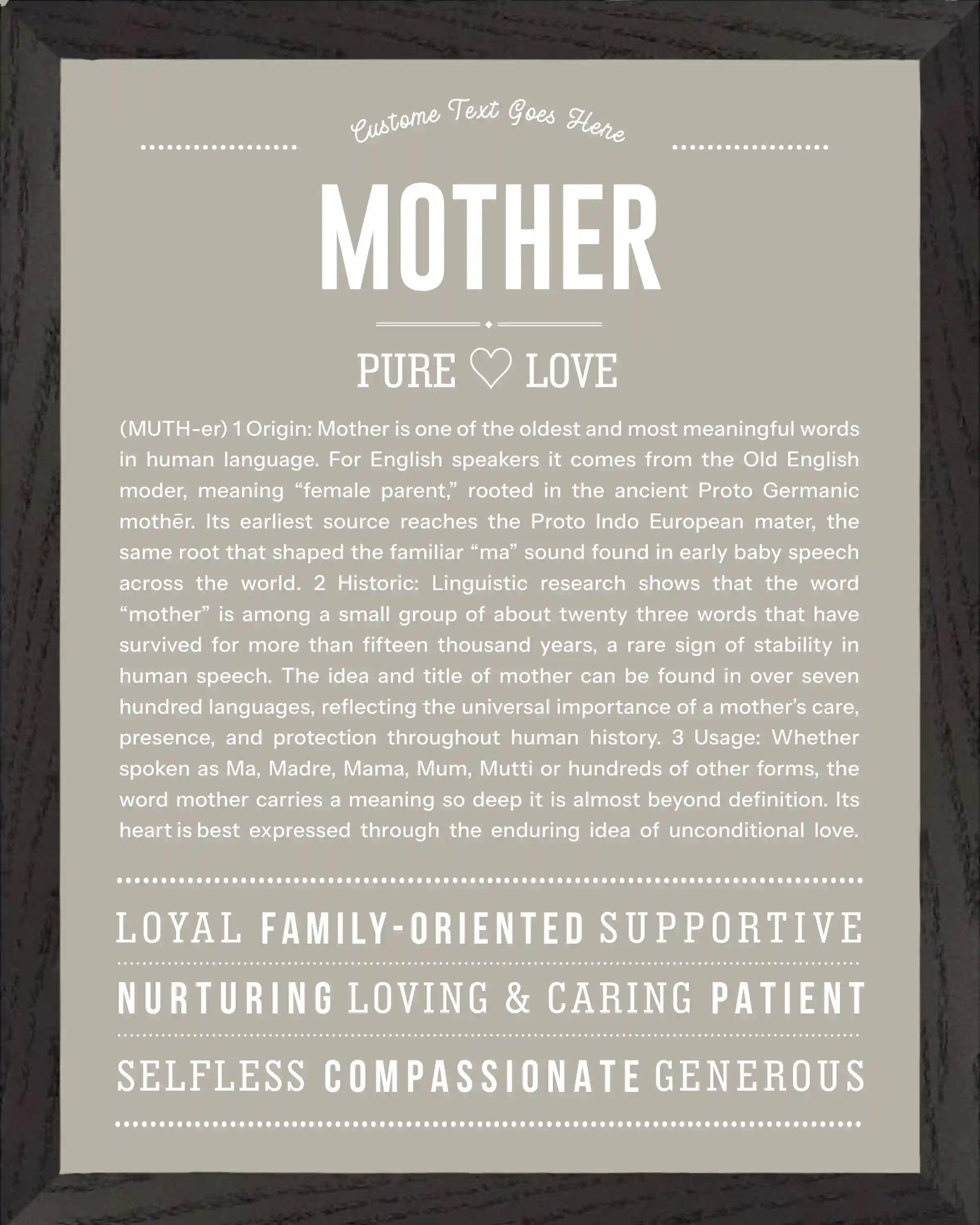 Mother | Personalised Name Meaning Print – Custom Name Art Gift