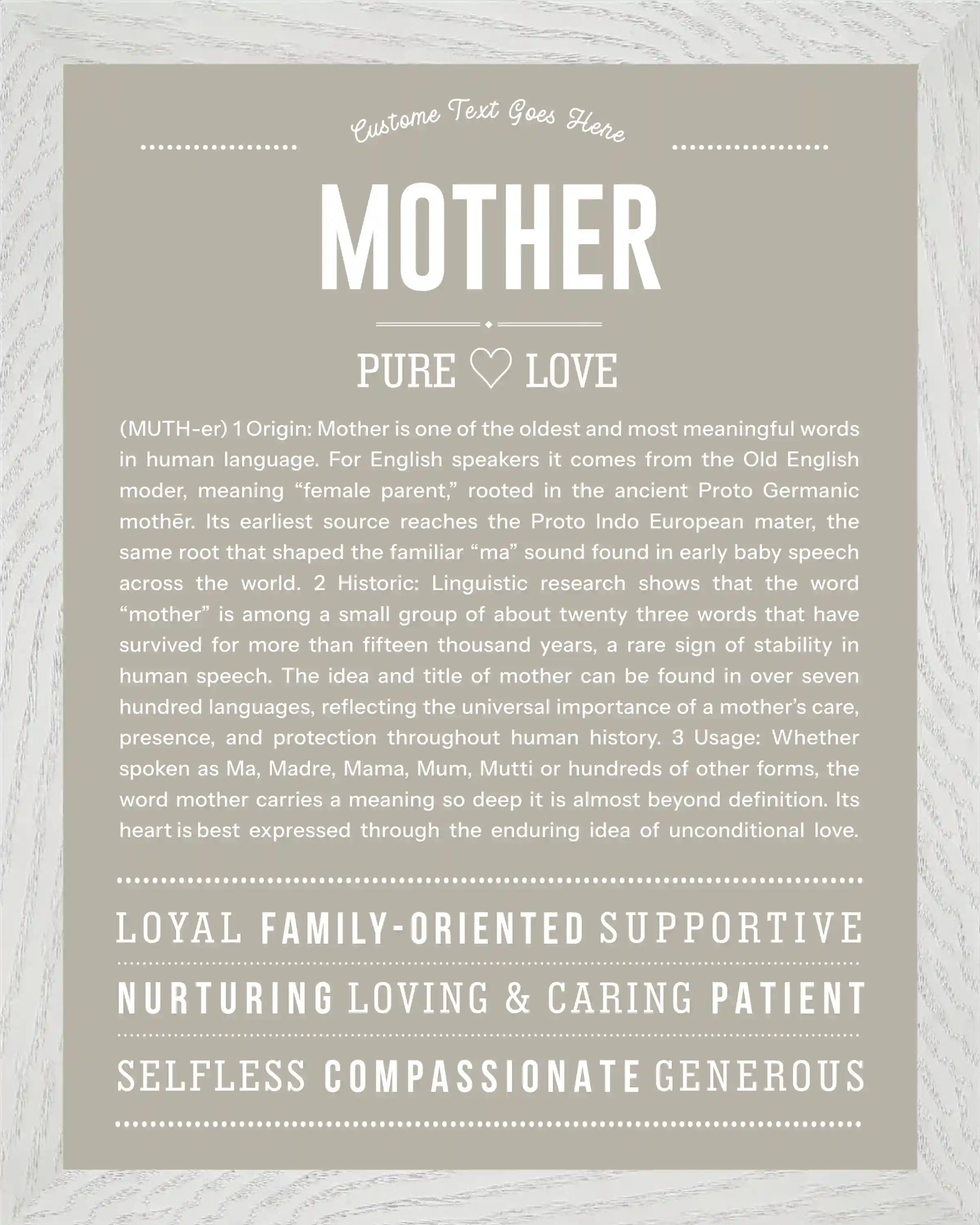 Mother | Personalised Name Meaning Print – Custom Name Art Gift