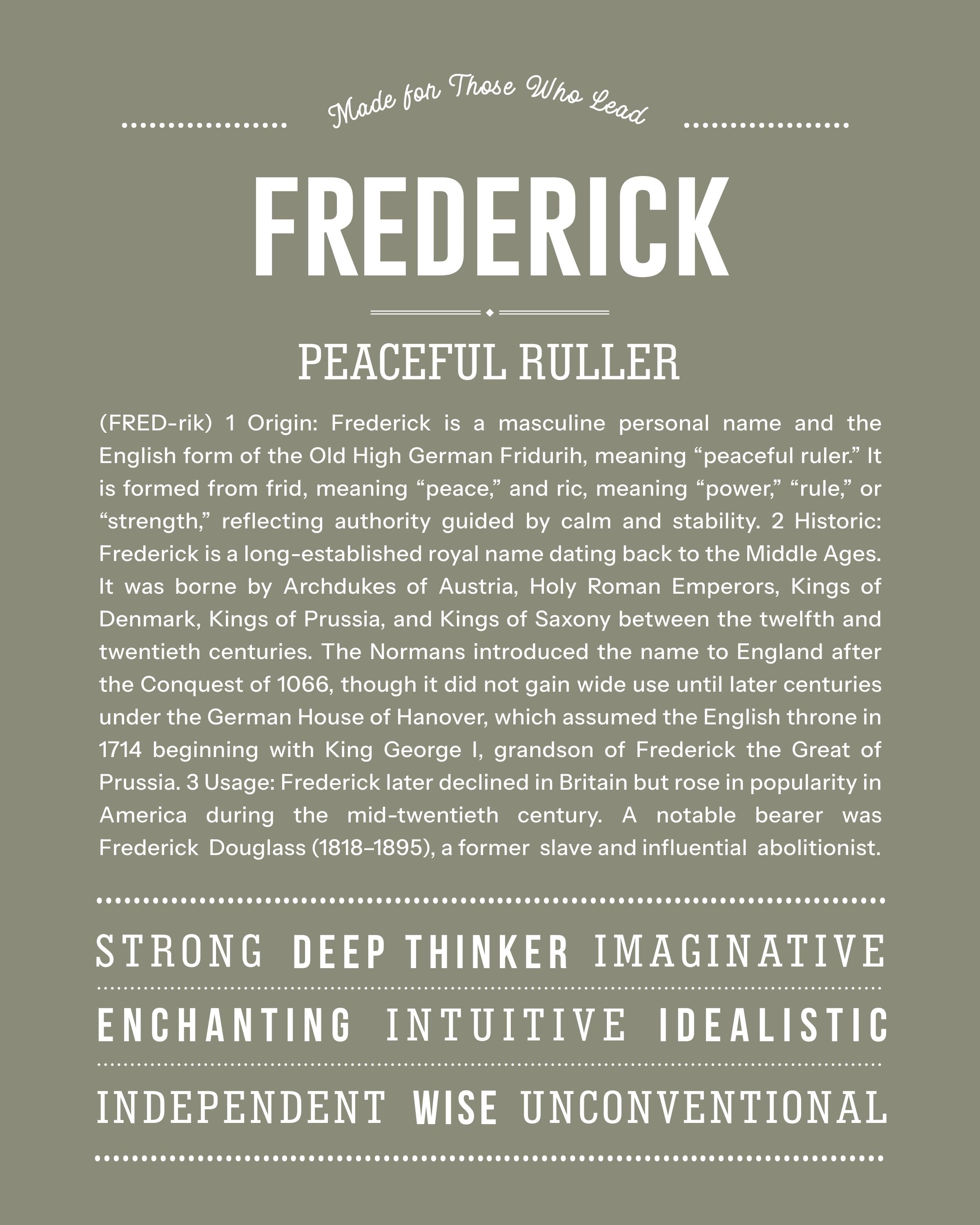 Frederick | Personalised Name Meaning Print – Custom Name Art Gift