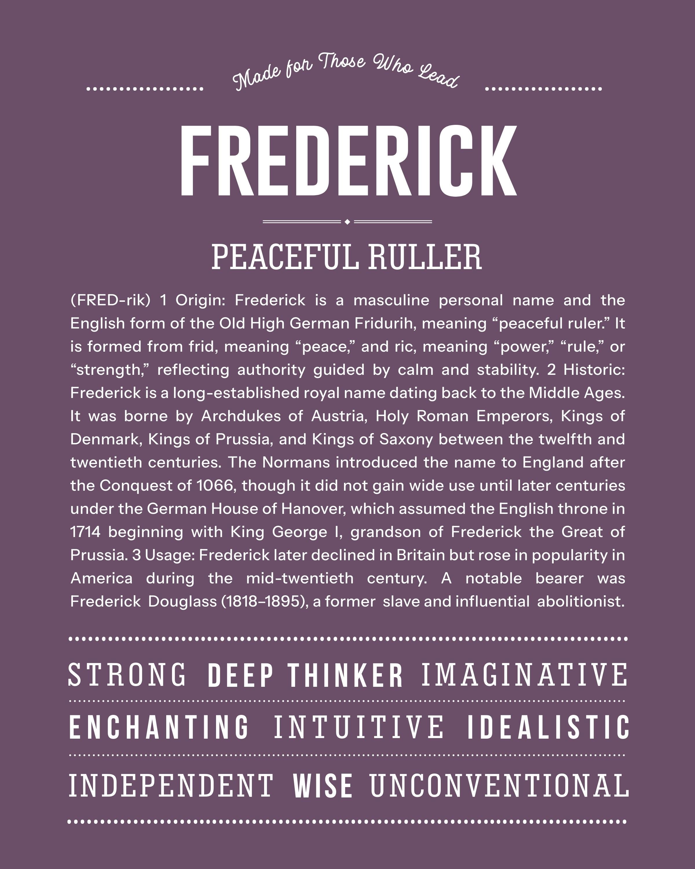 Frederick | Personalised Name Meaning Print – Custom Name Art Gift