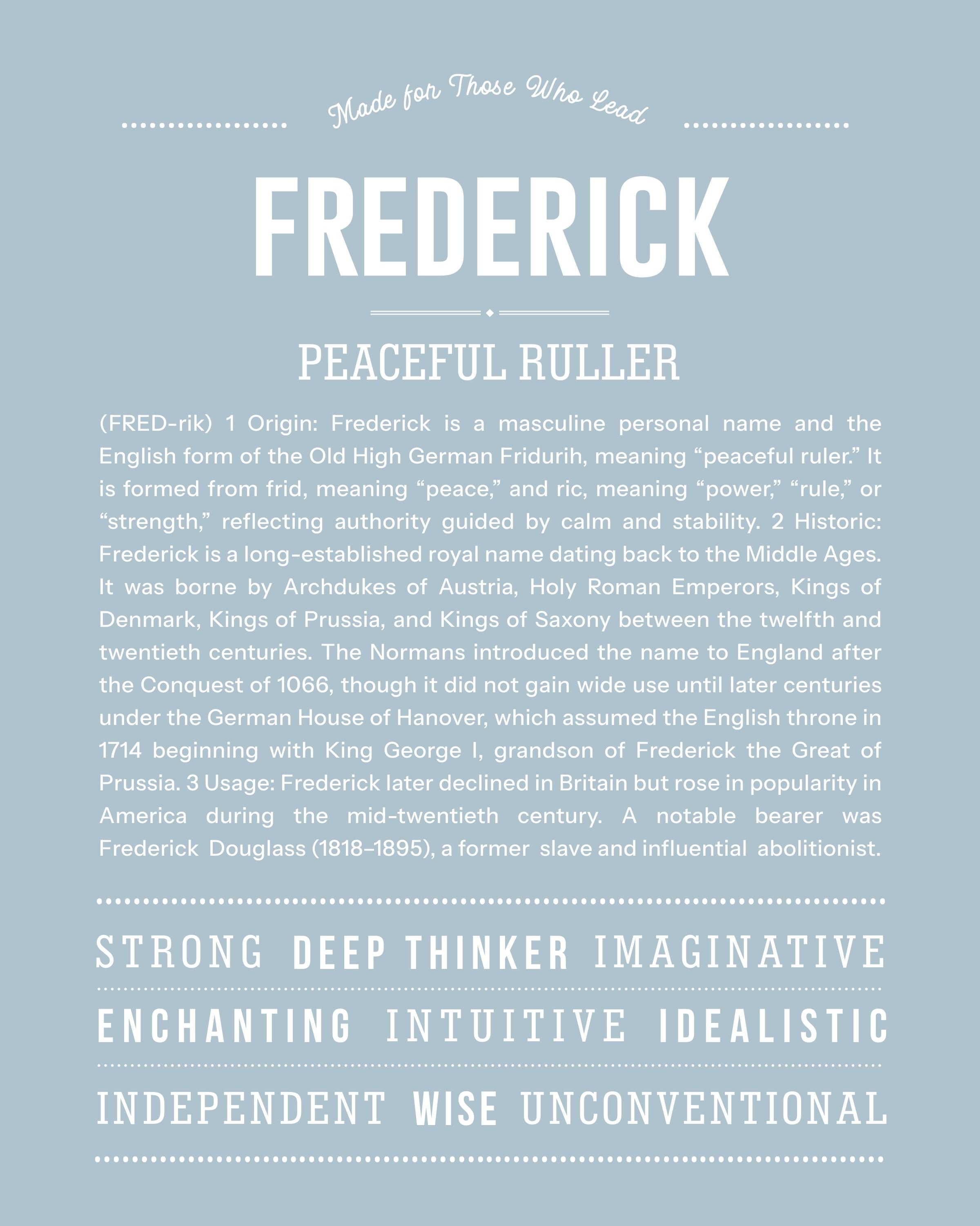 Frederick | Personalised Name Meaning Print – Custom Name Art Gift