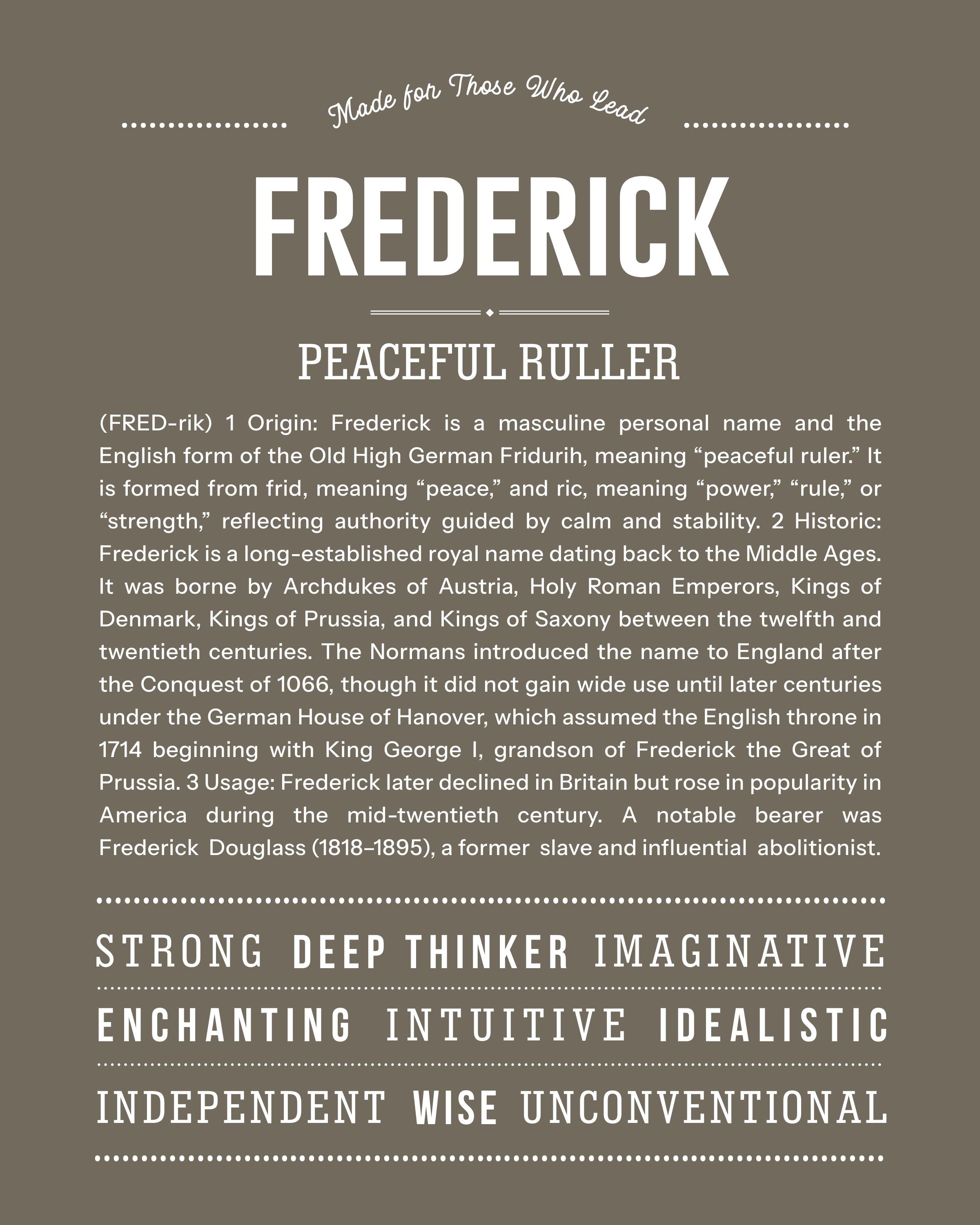 Frederick | Personalised Name Meaning Print – Custom Name Art Gift