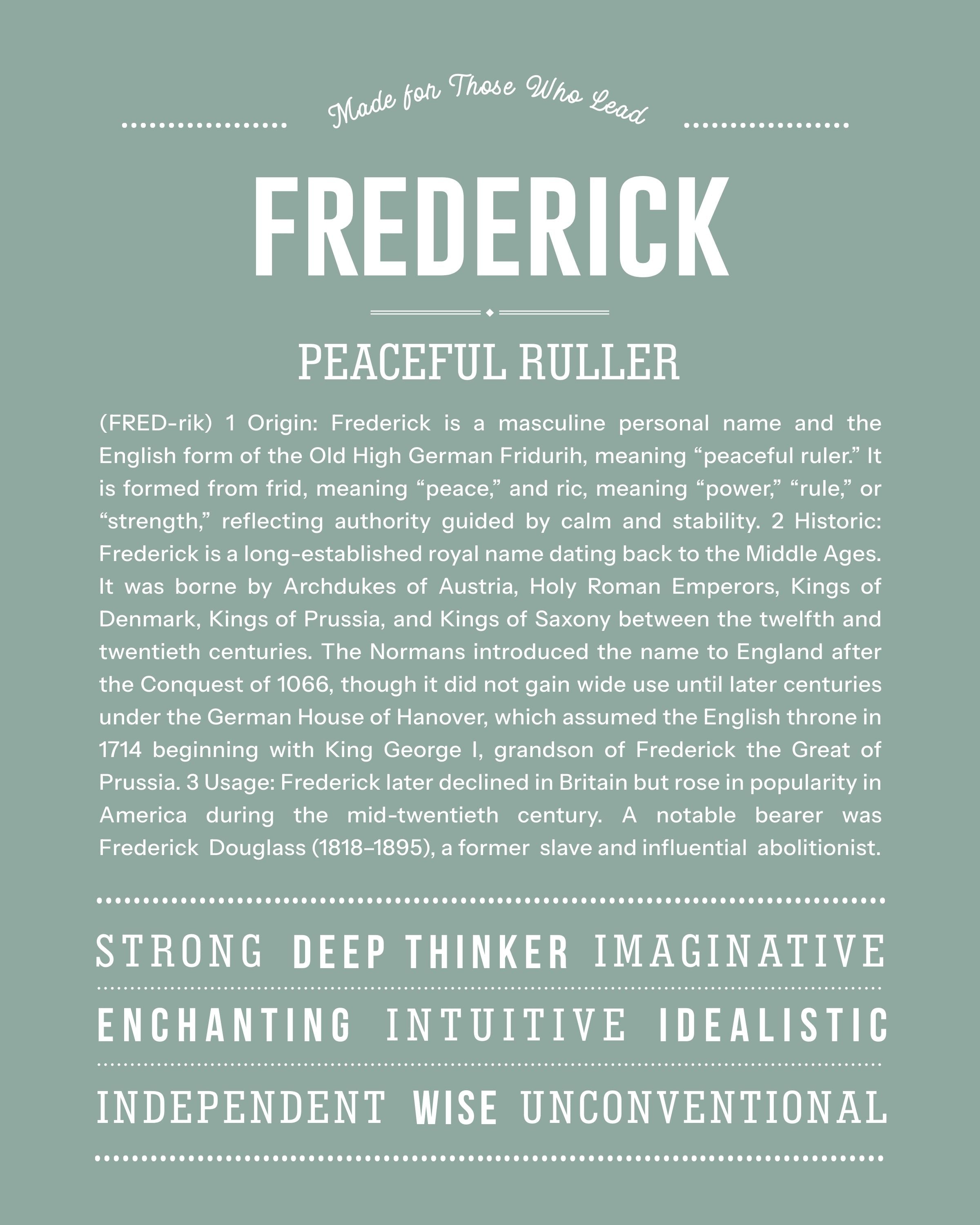 Frederick | Personalised Name Meaning Print – Custom Name Art Gift