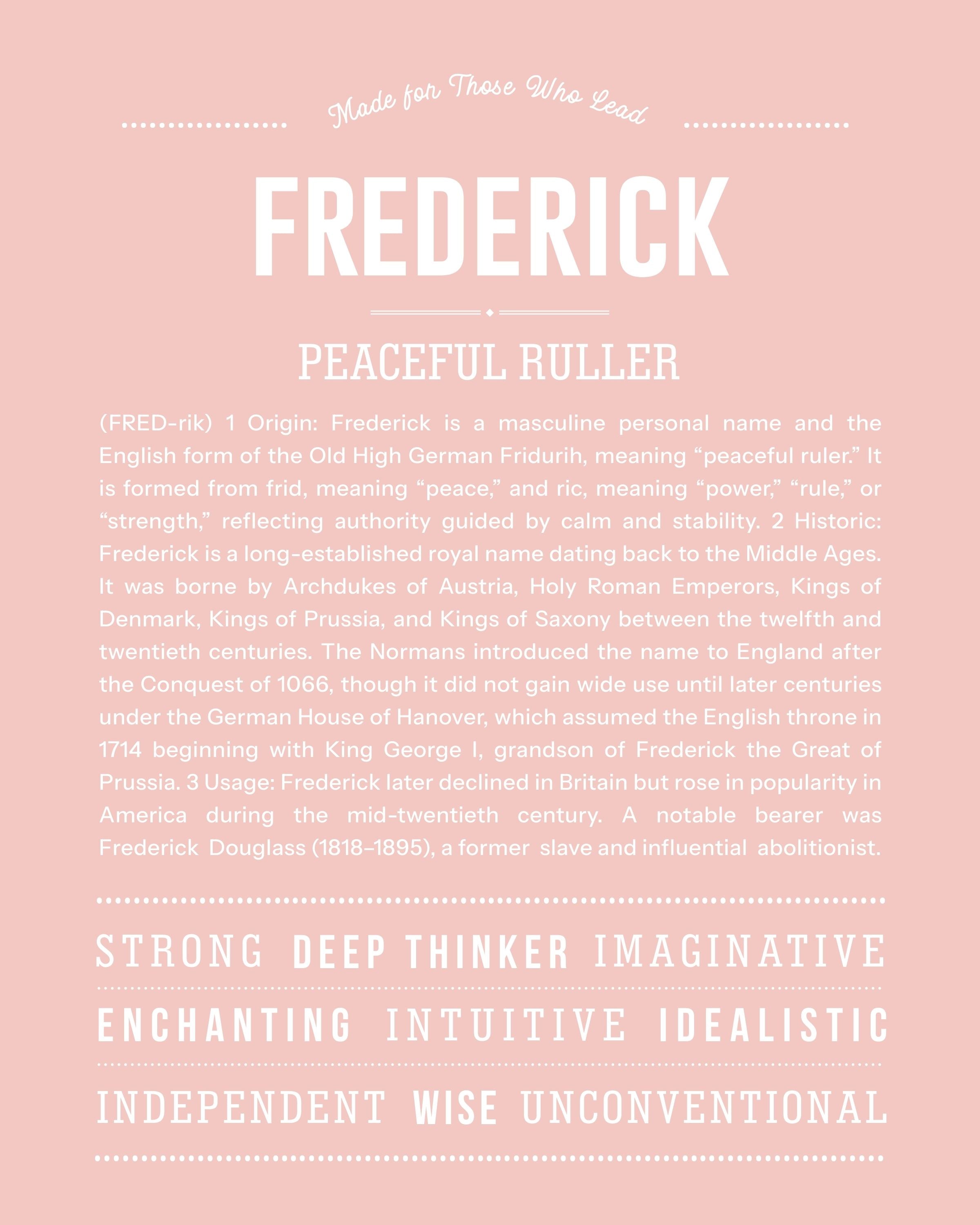 Frederick | Personalised Name Meaning Print – Custom Name Art Gift