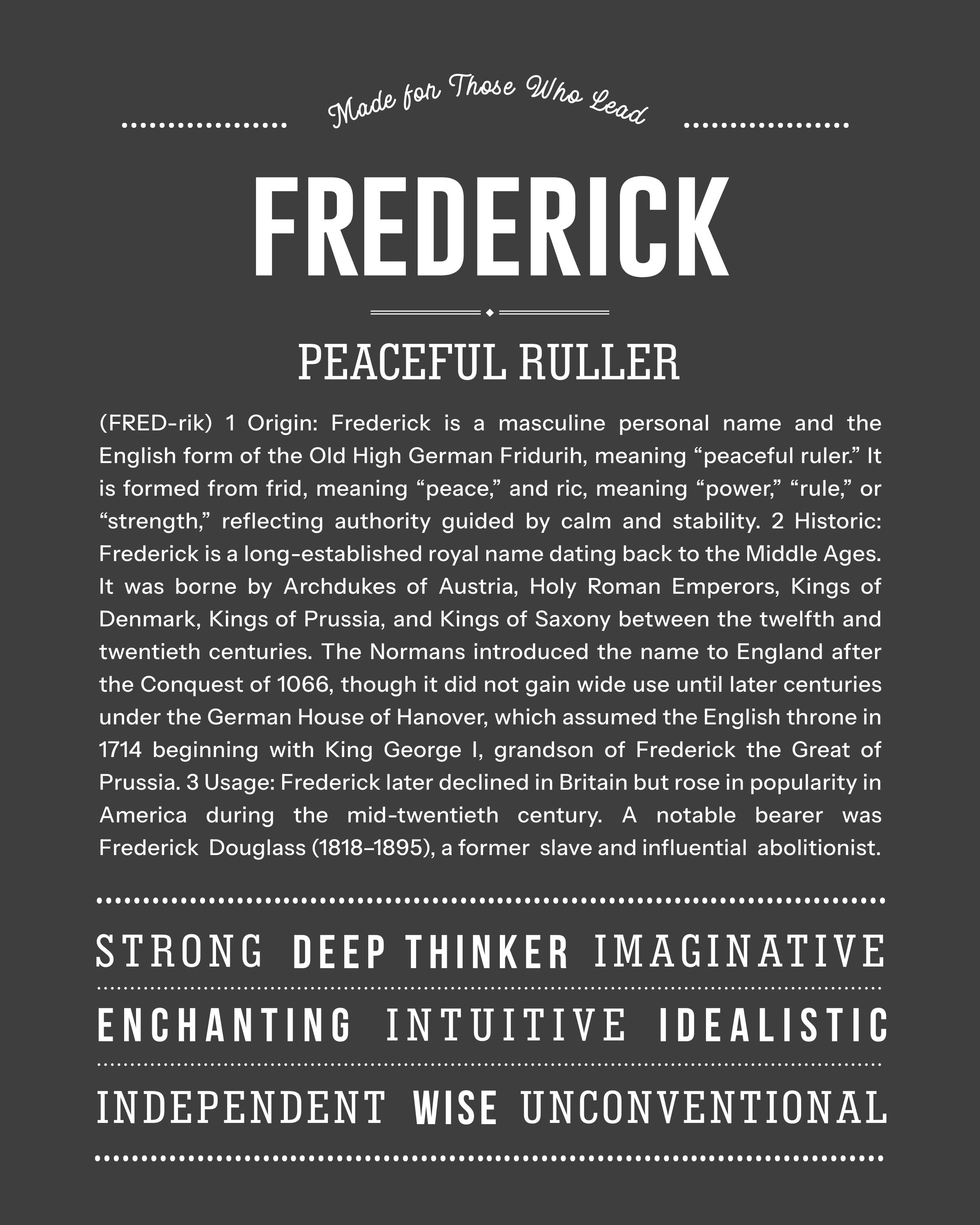 Frederick | Personalised Name Meaning Print – Custom Name Art Gift