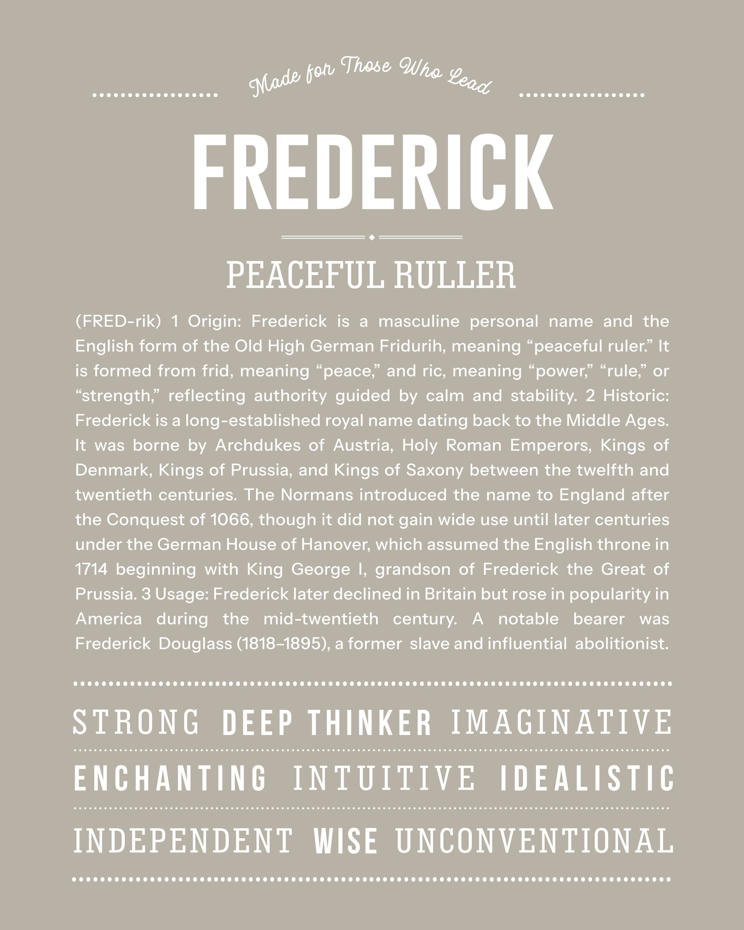Frederick | Personalised Name Meaning Print – Custom Name Art Gift