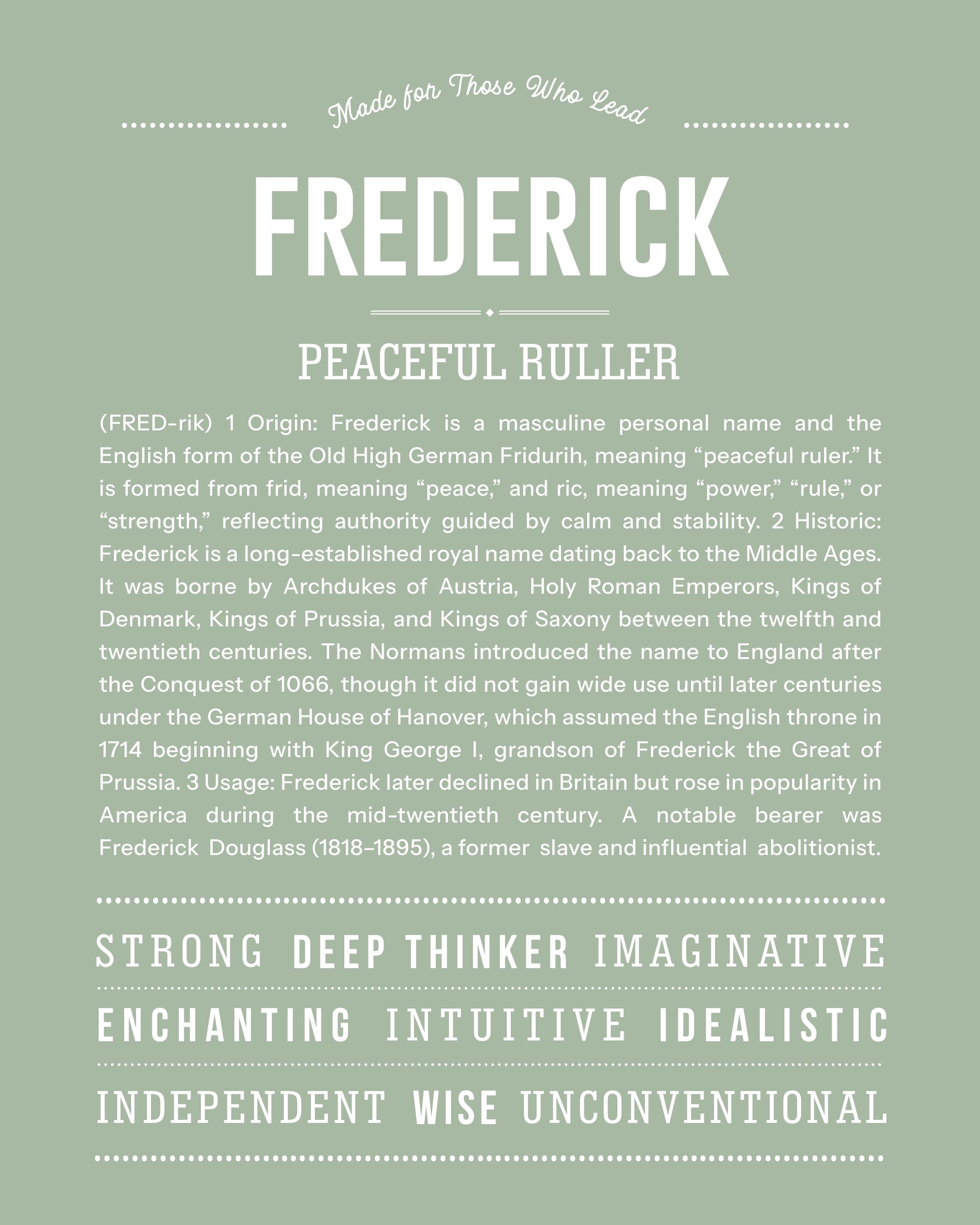 Frederick | Personalised Name Meaning Print – Custom Name Art Gift