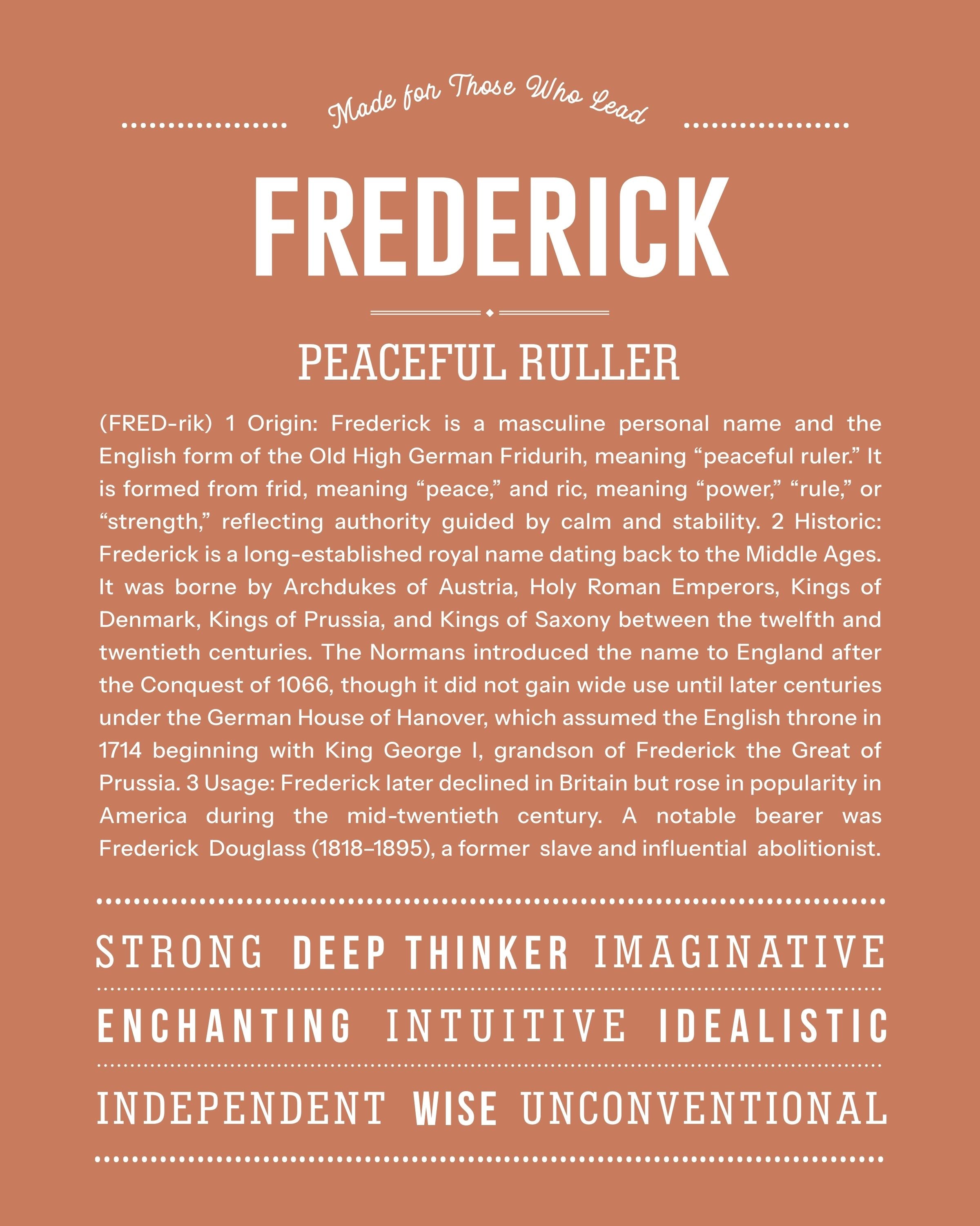 Frederick | Personalised Name Meaning Print – Custom Name Art Gift