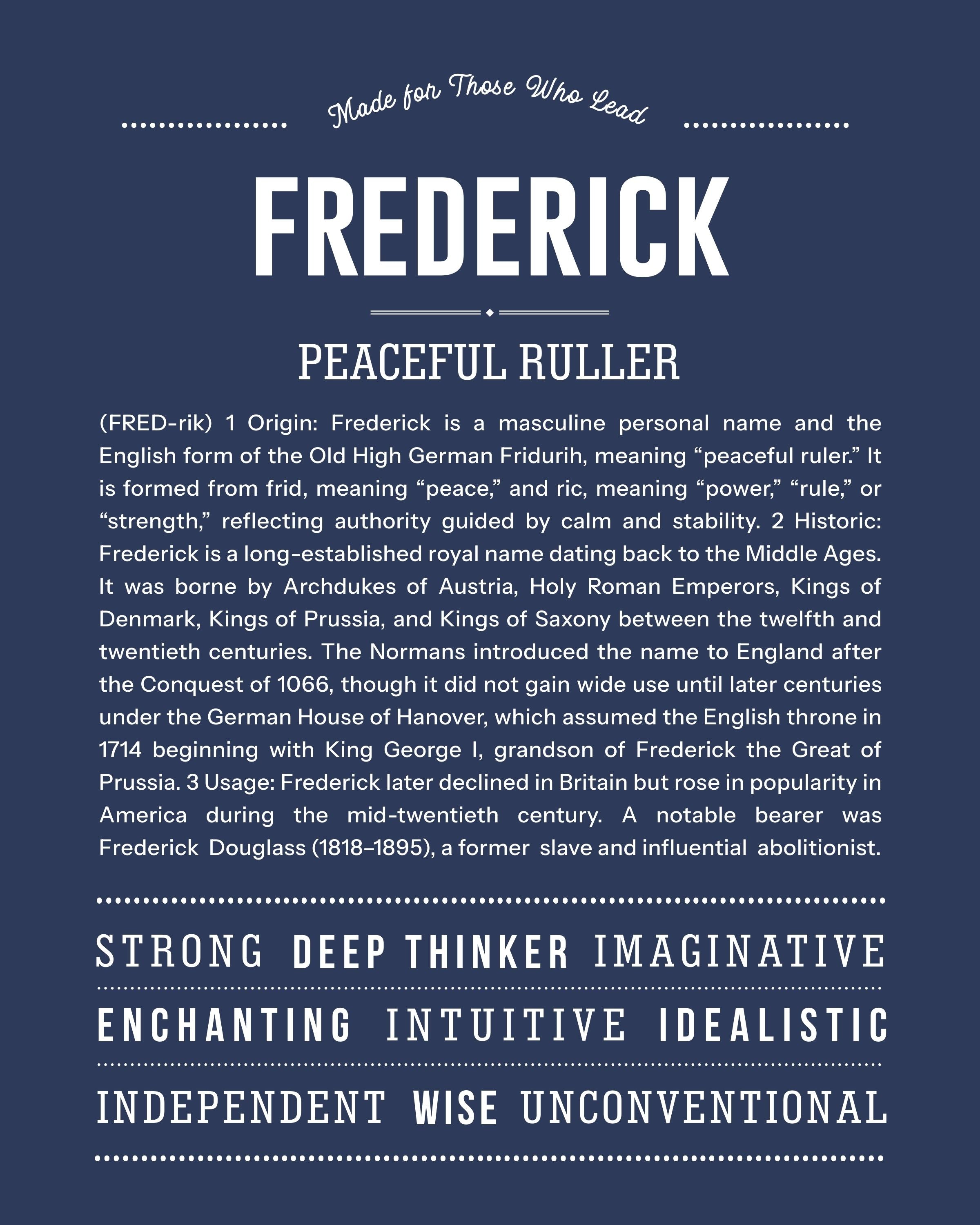Frederick | Personalised Name Meaning Print – Custom Name Art Gift