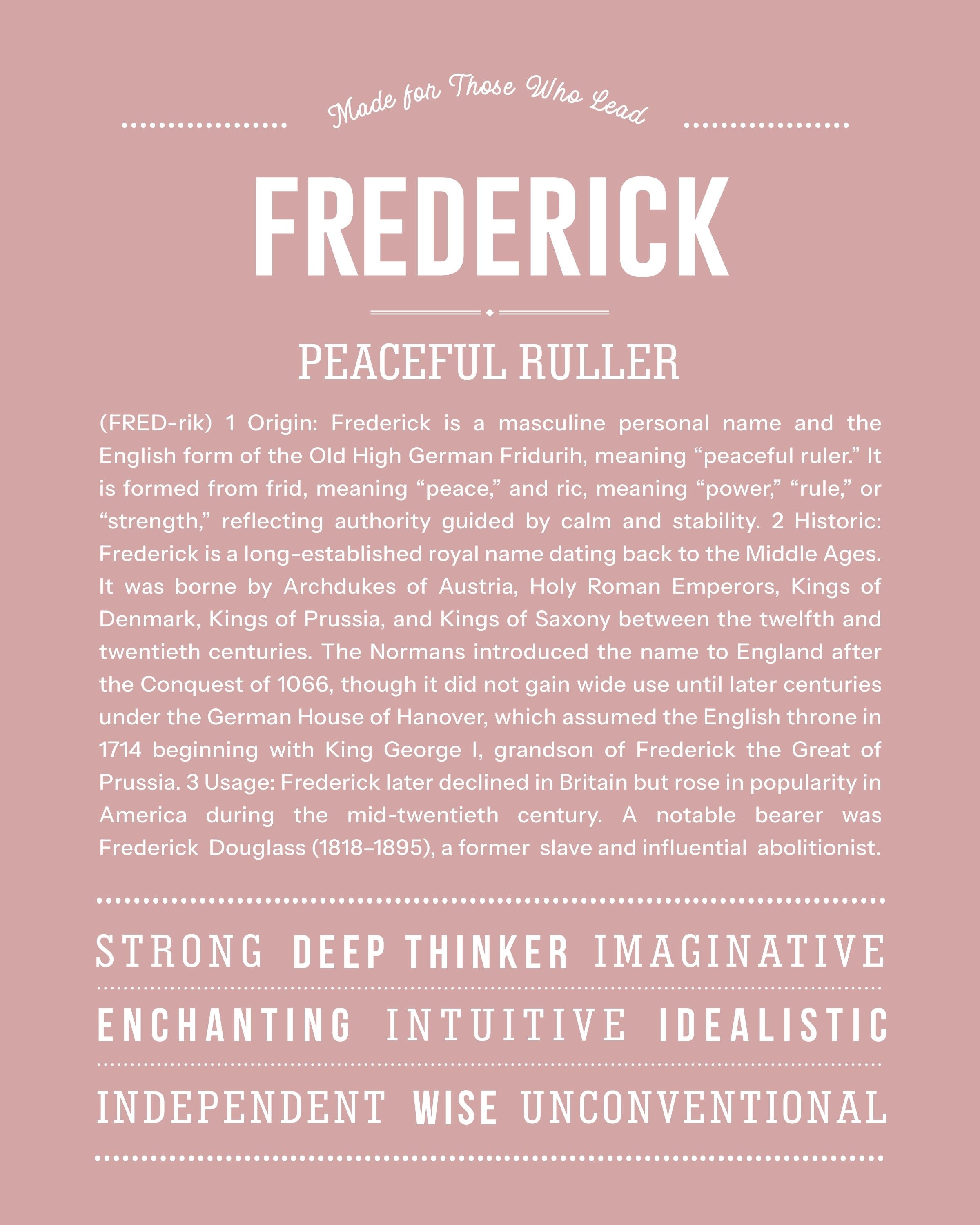 Frederick | Personalised Name Meaning Print – Custom Name Art Gift