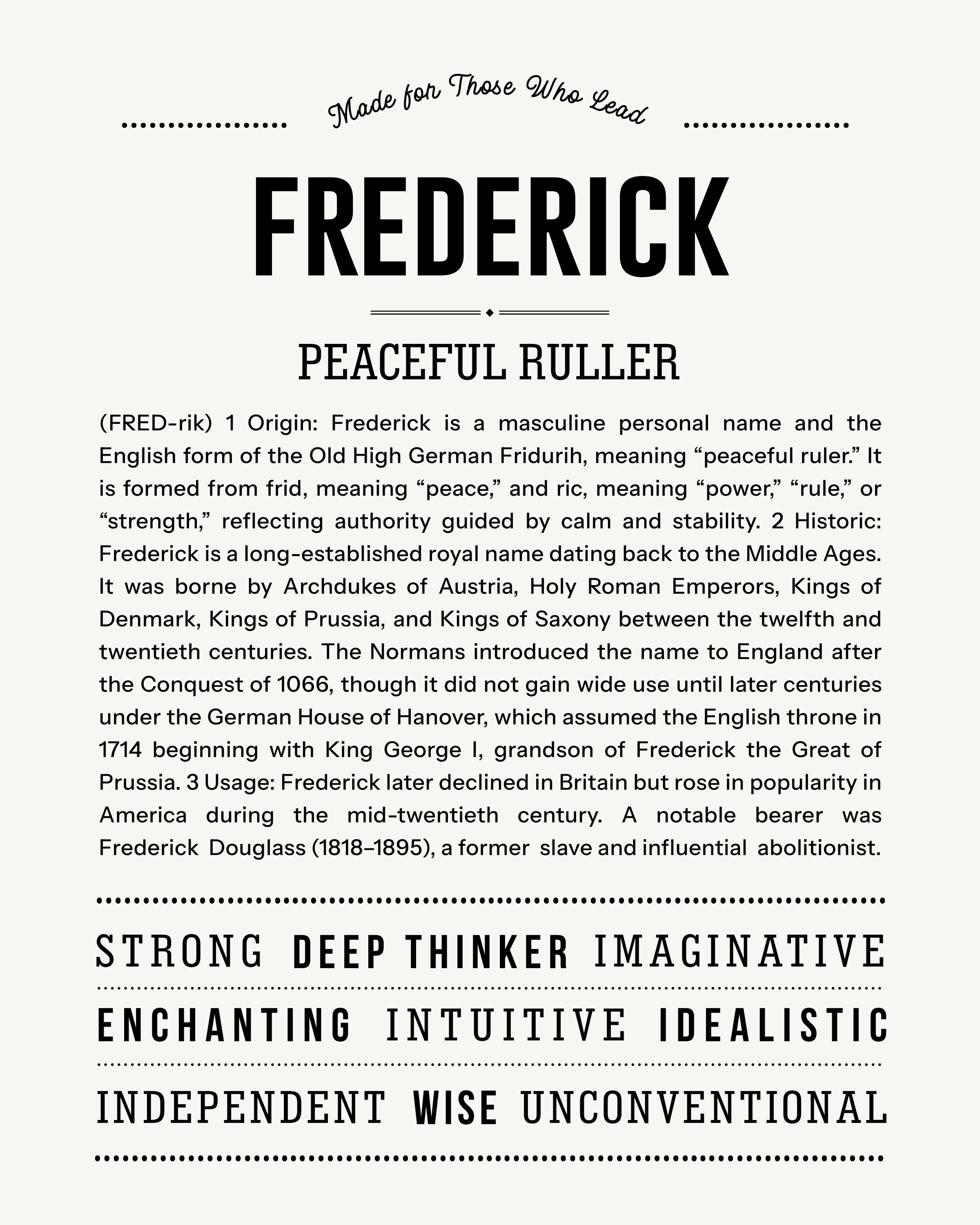 Frederick | Personalised Name Meaning Print – Custom Name Art Gift