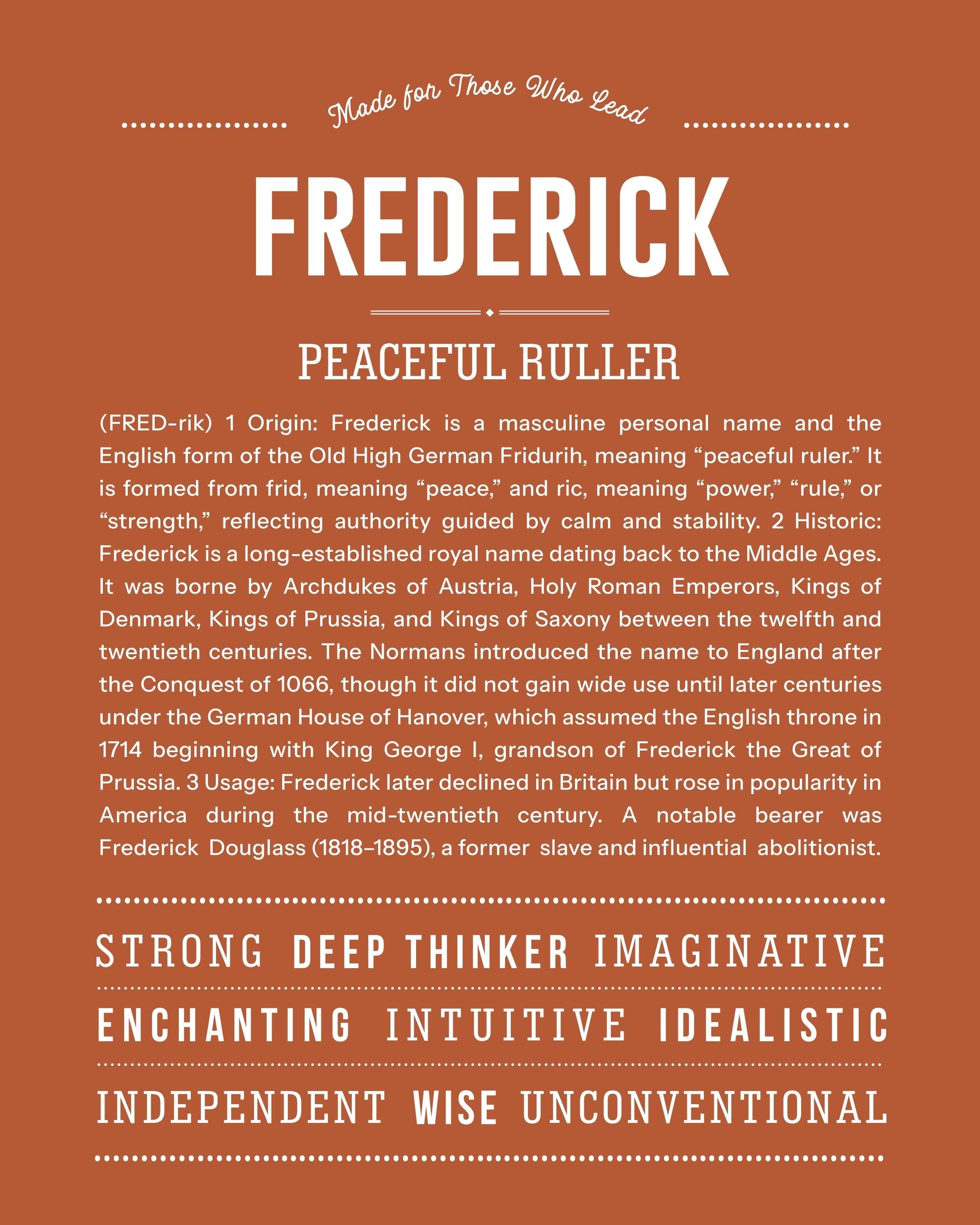Frederick | Personalised Name Meaning Print – Custom Name Art Gift