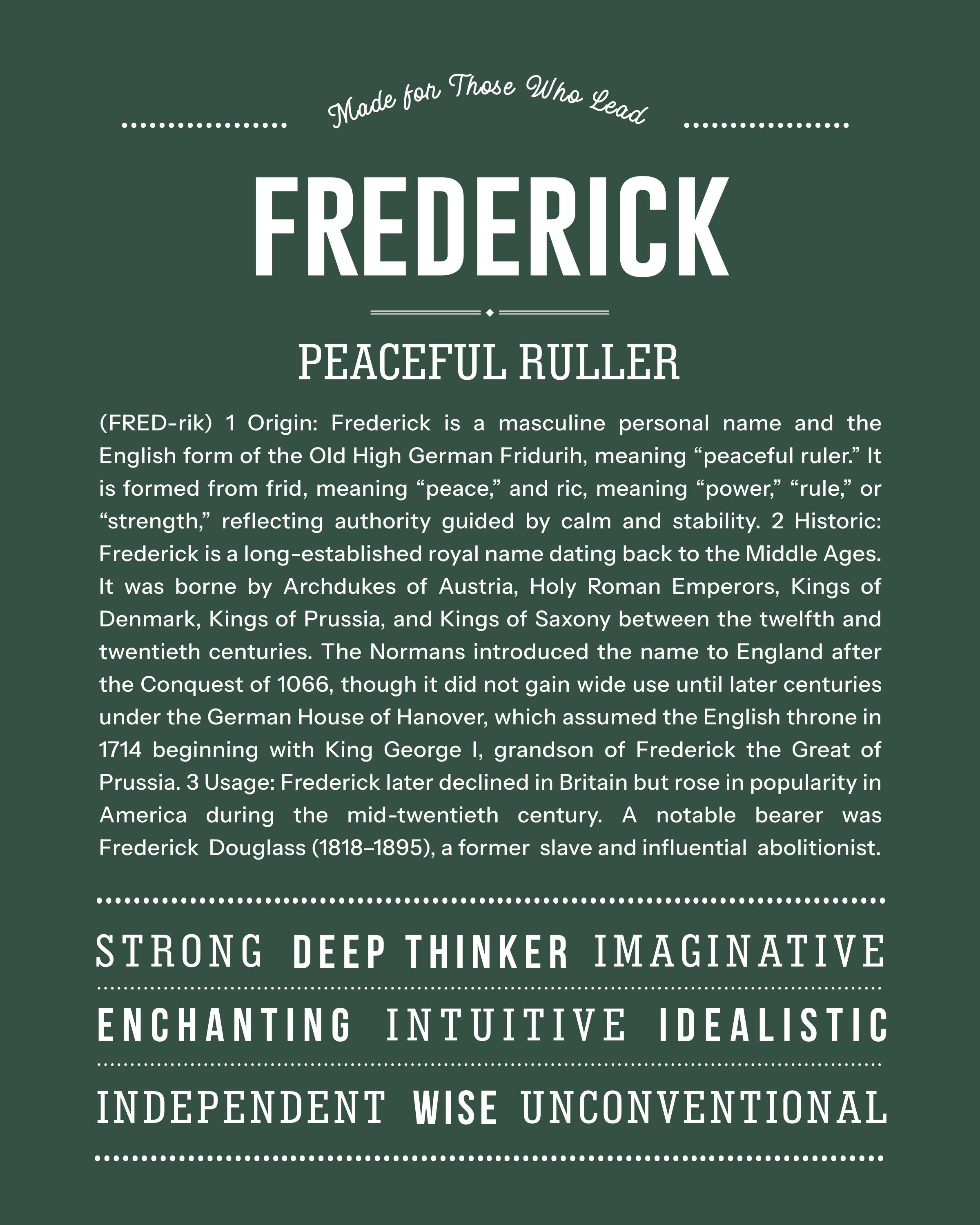 Frederick | Personalised Name Meaning Print – Custom Name Art Gift