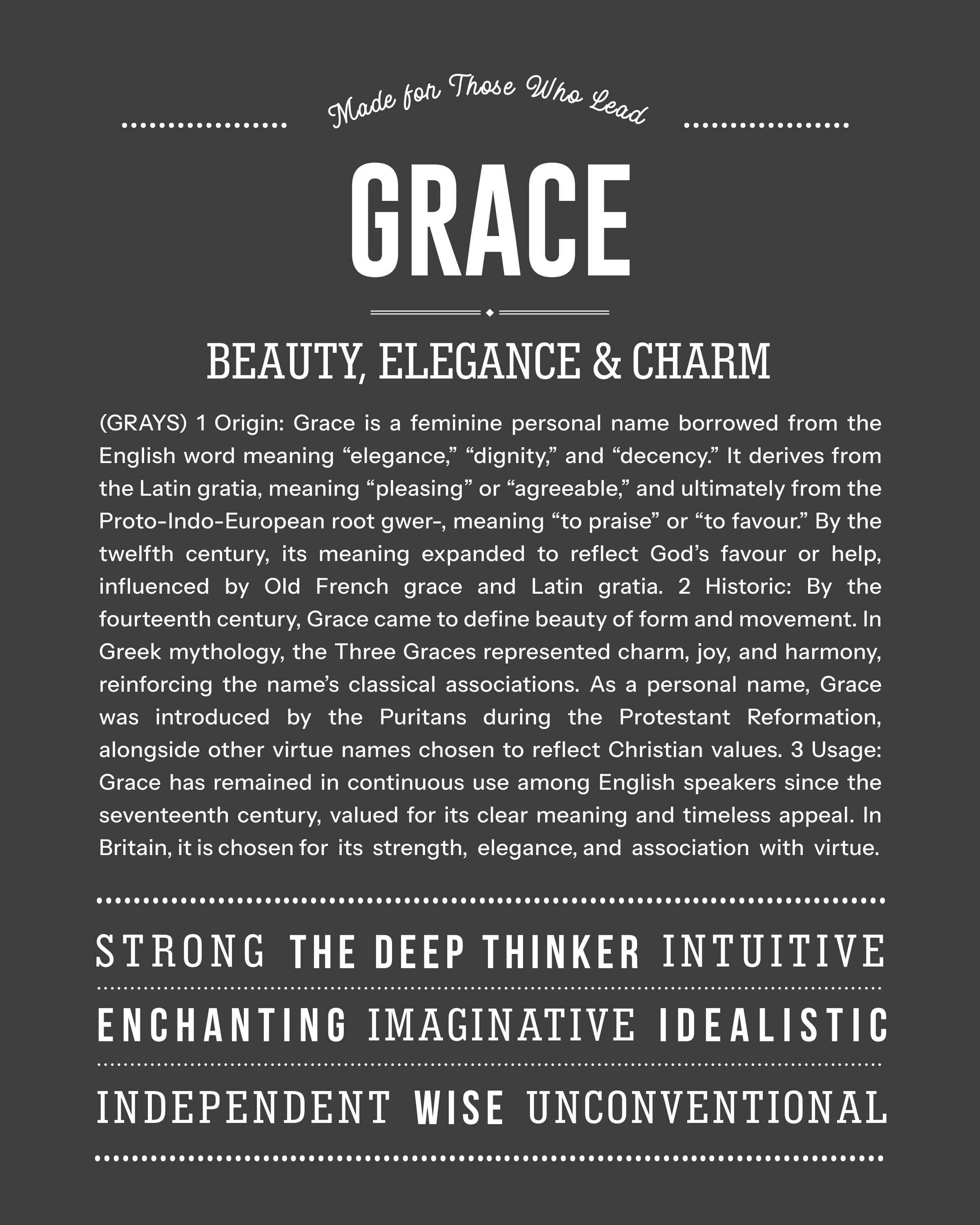 Grace | Personalised Name Meaning Print – Custom Name Art Gift