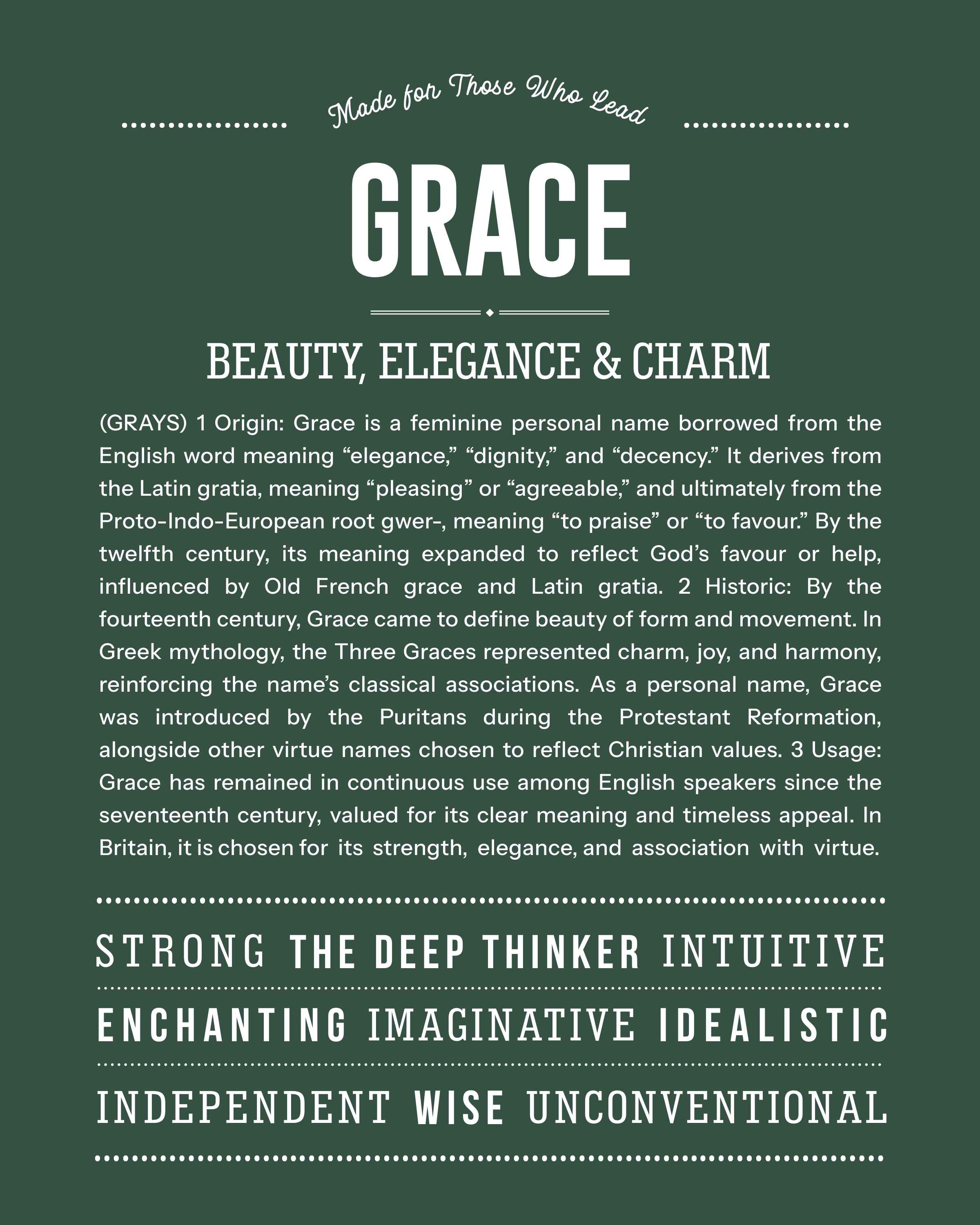 Grace | Personalised Name Meaning Print – Custom Name Art Gift