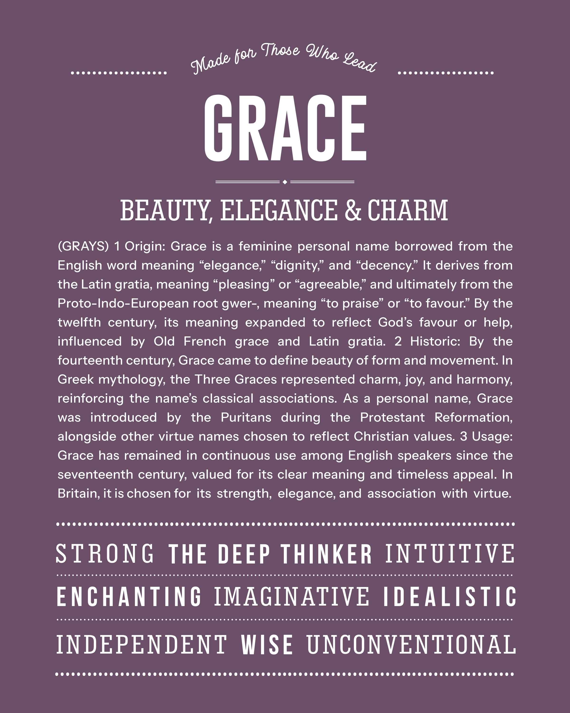 Grace | Personalised Name Meaning Print – Custom Name Art Gift