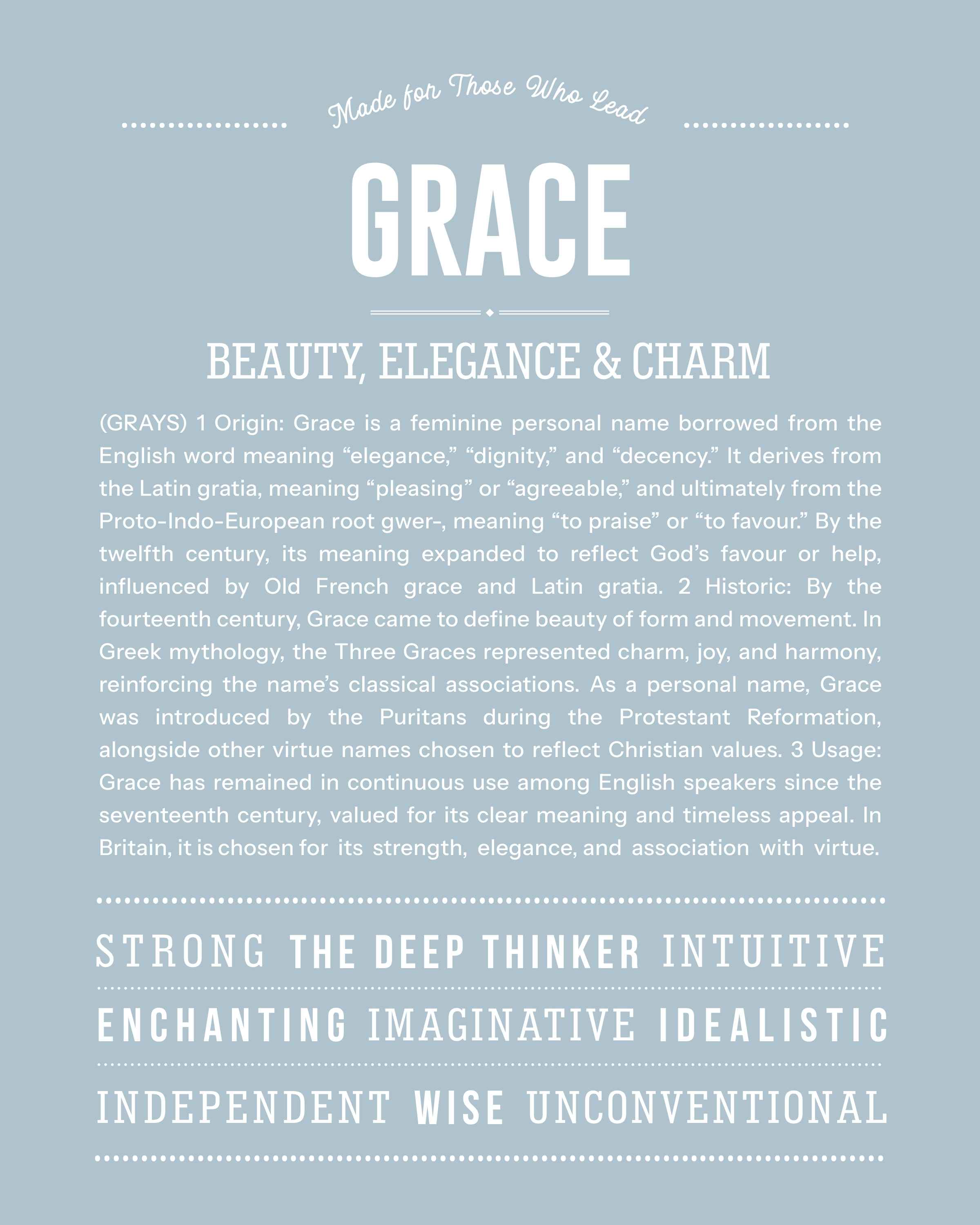 Grace | Personalised Name Meaning Print – Custom Name Art Gift