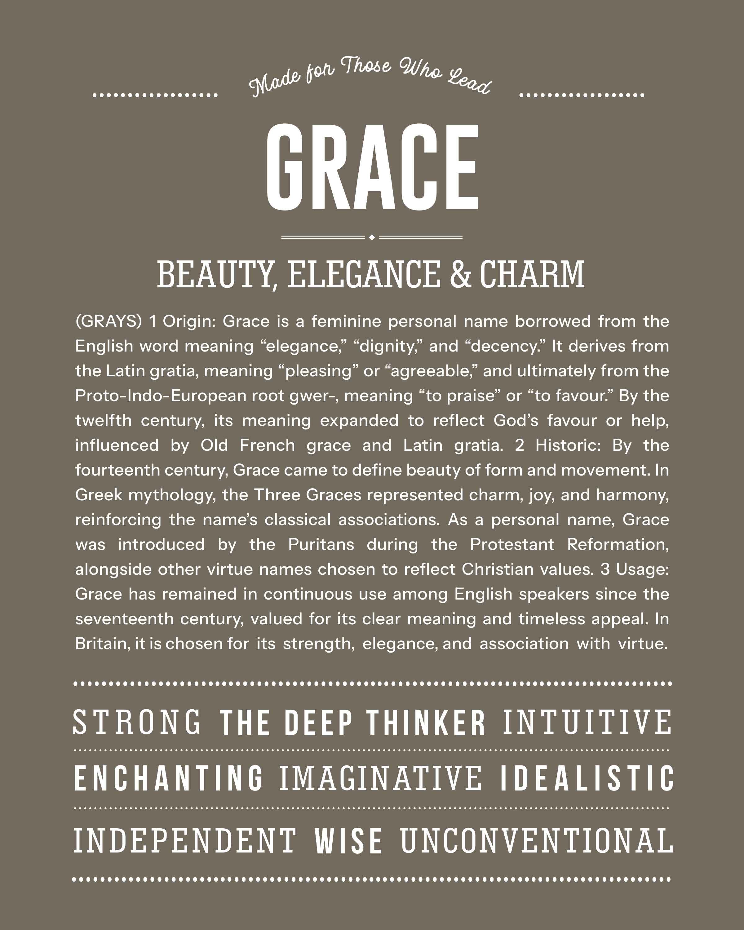 Grace | Personalised Name Meaning Print – Custom Name Art Gift
