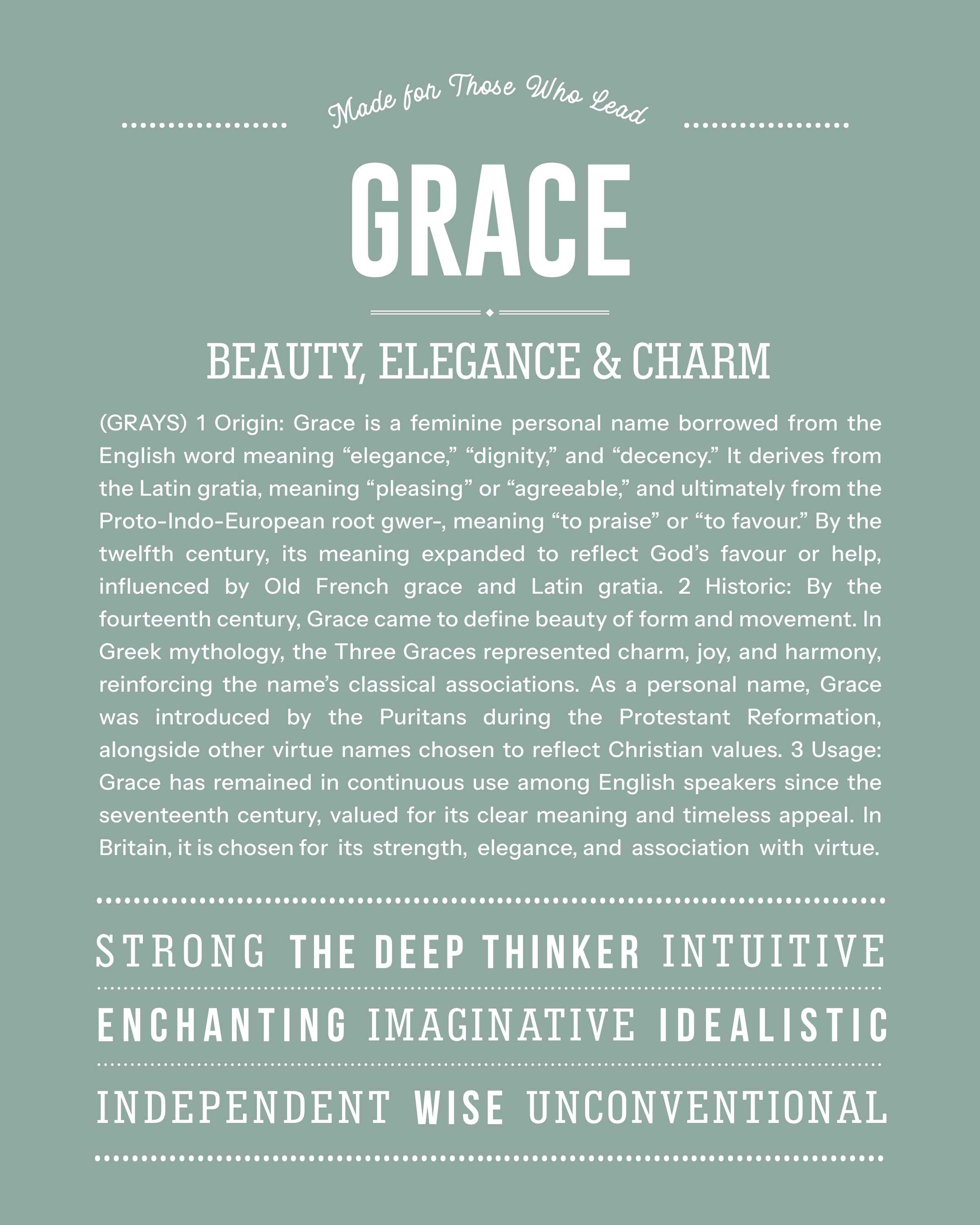 Grace | Personalised Name Meaning Print – Custom Name Art Gift