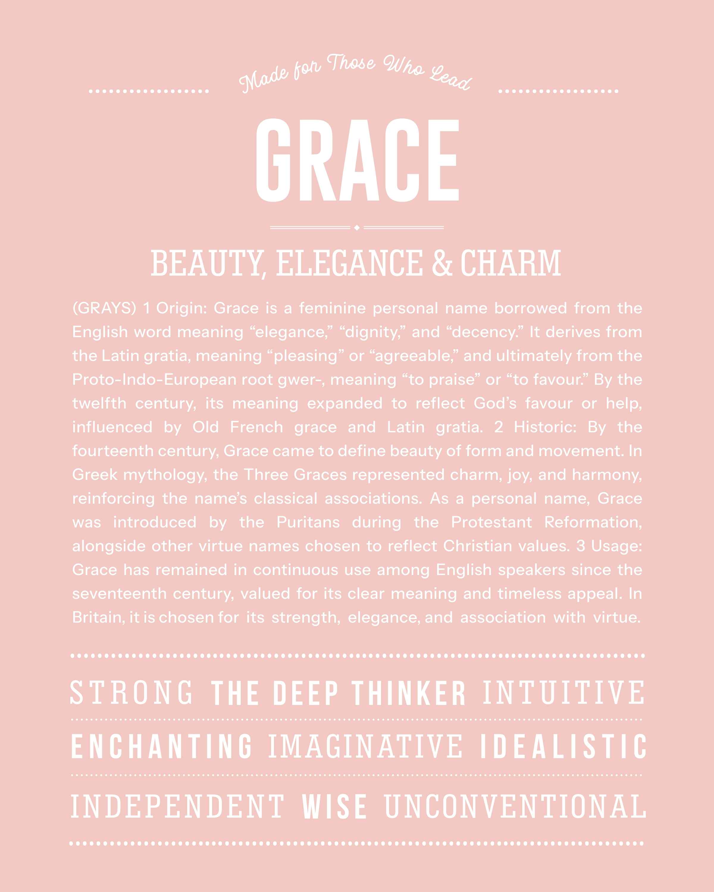 Grace | Personalised Name Meaning Print – Custom Name Art Gift