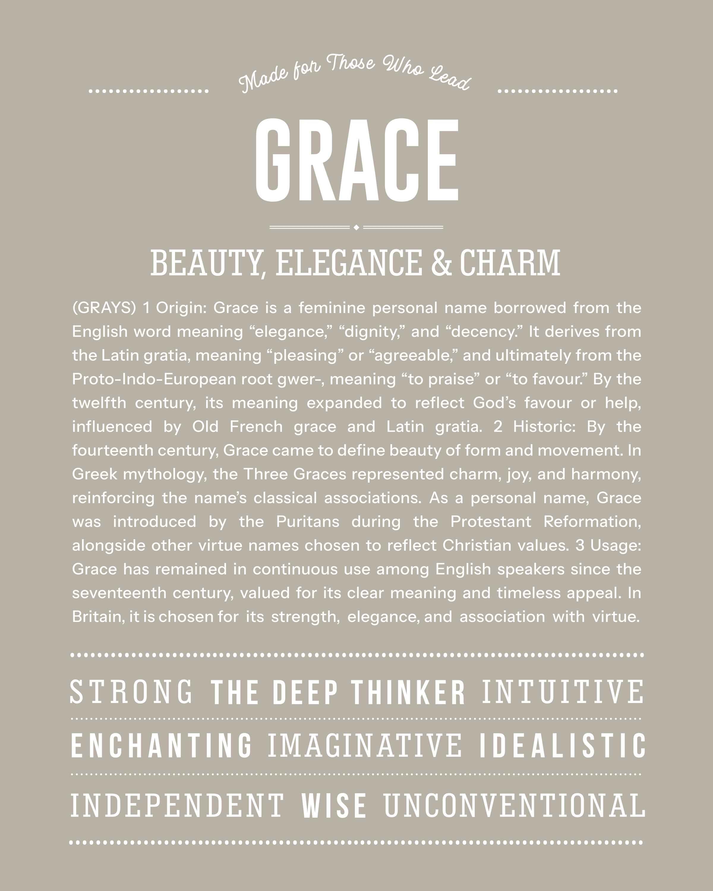 Grace | Personalised Name Meaning Print – Custom Name Art Gift