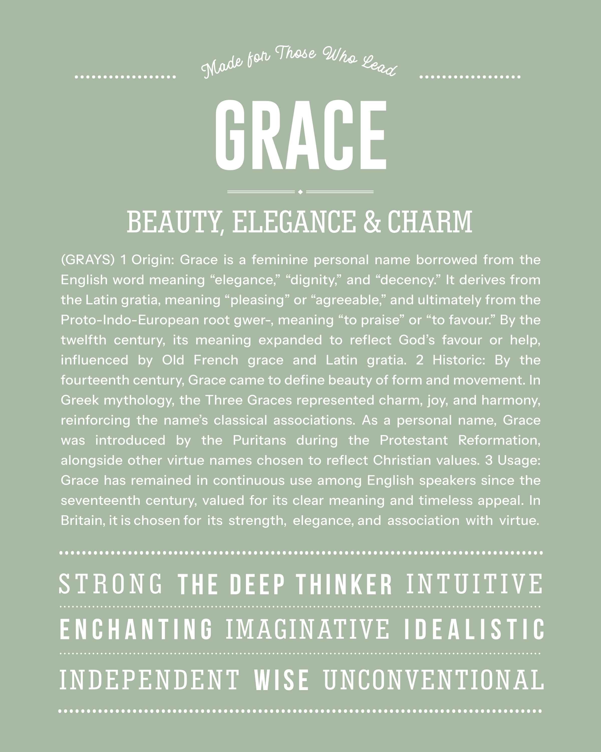 Grace | Personalised Name Meaning Print – Custom Name Art Gift