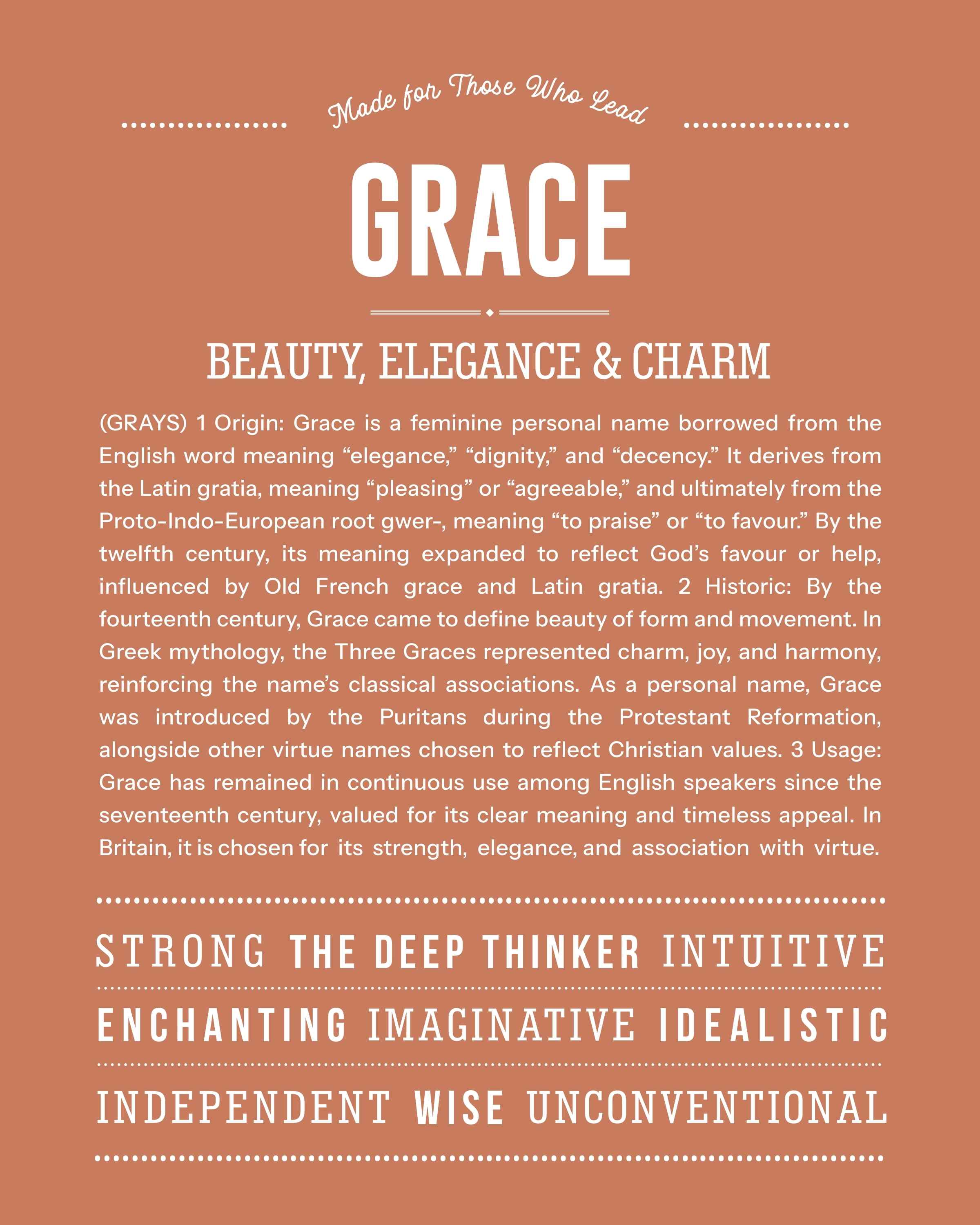 Grace | Personalised Name Meaning Print – Custom Name Art Gift