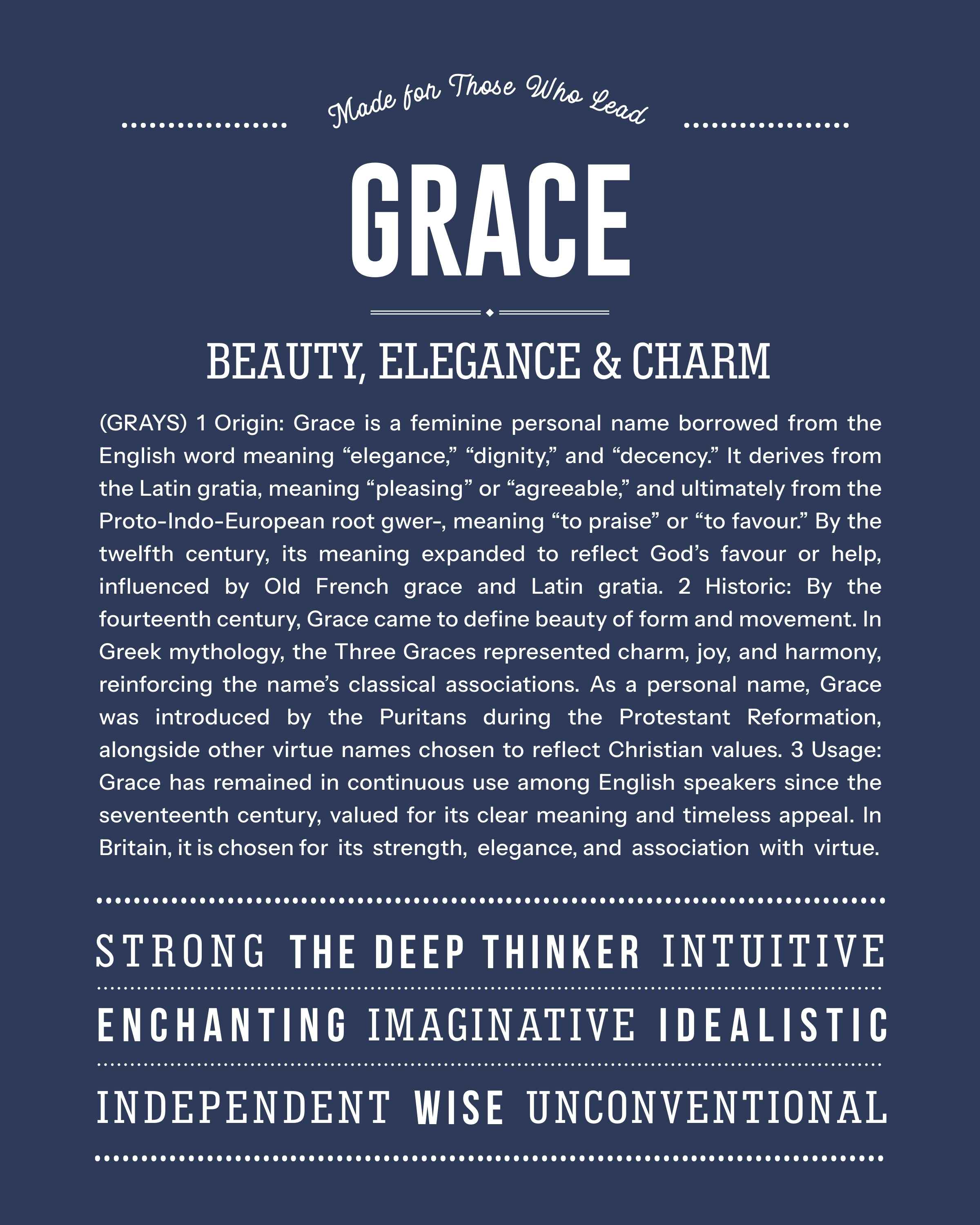 Grace | Personalised Name Meaning Print – Custom Name Art Gift