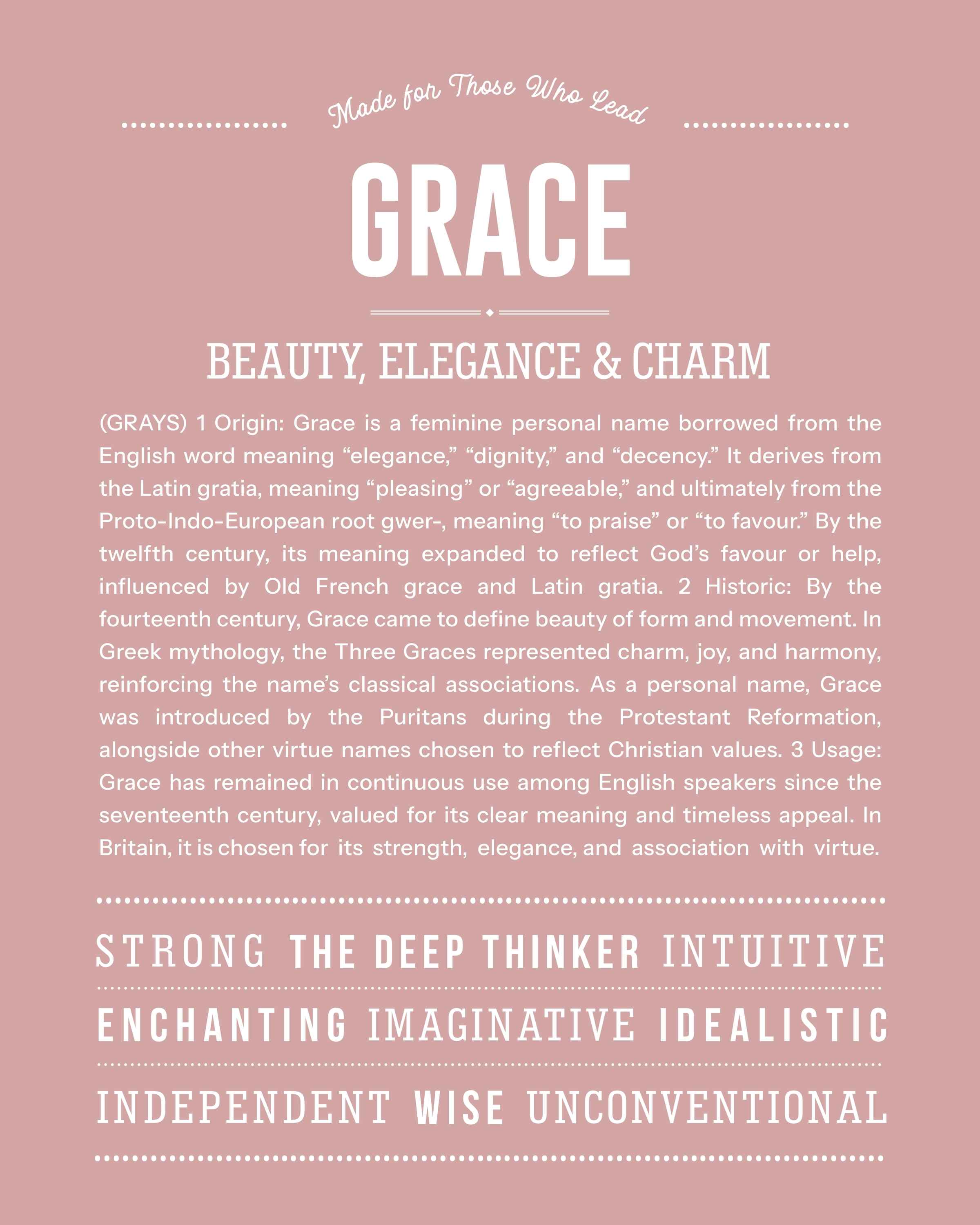 Grace | Personalised Name Meaning Print – Custom Name Art Gift