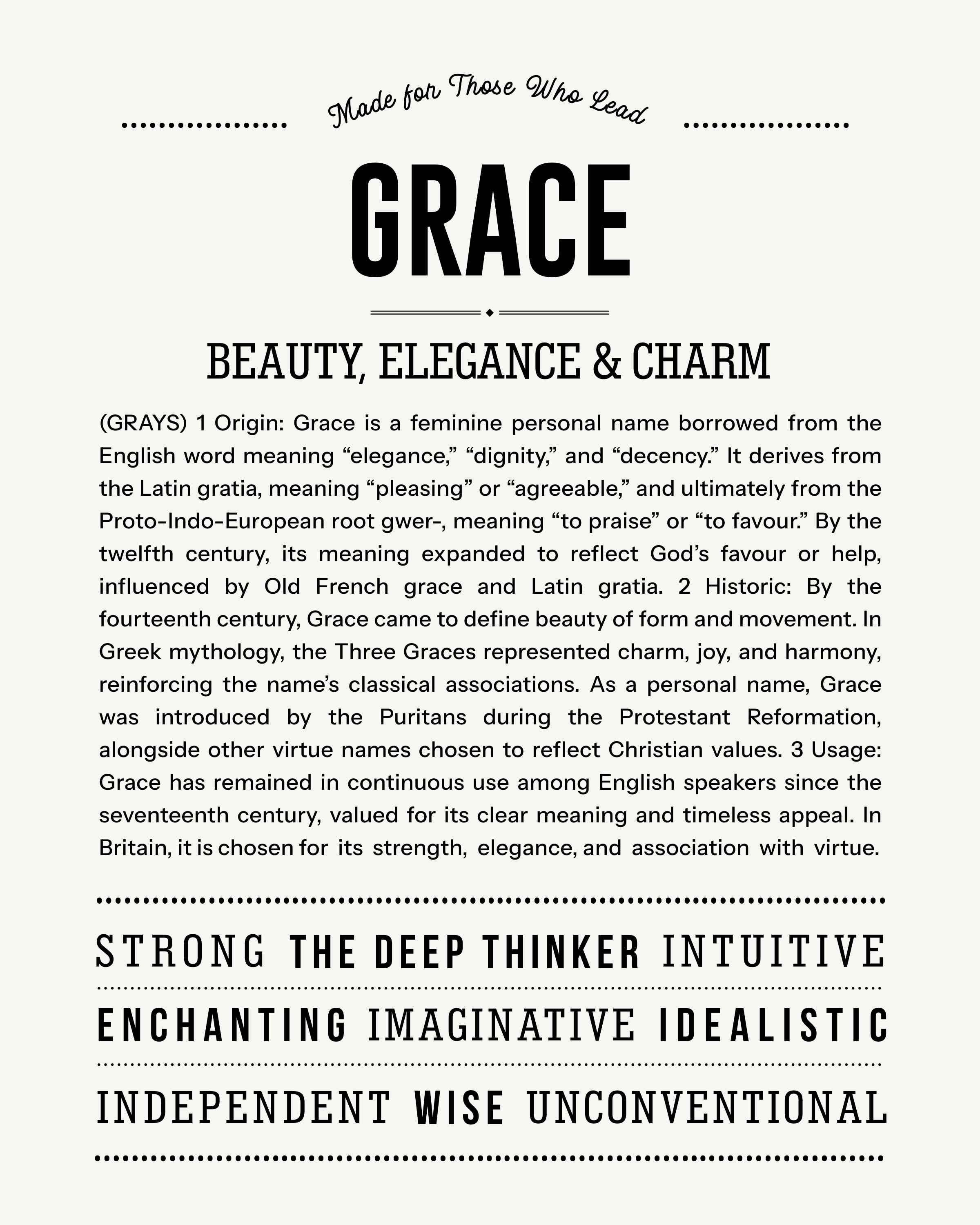 Grace | Personalised Name Meaning Print – Custom Name Art Gift