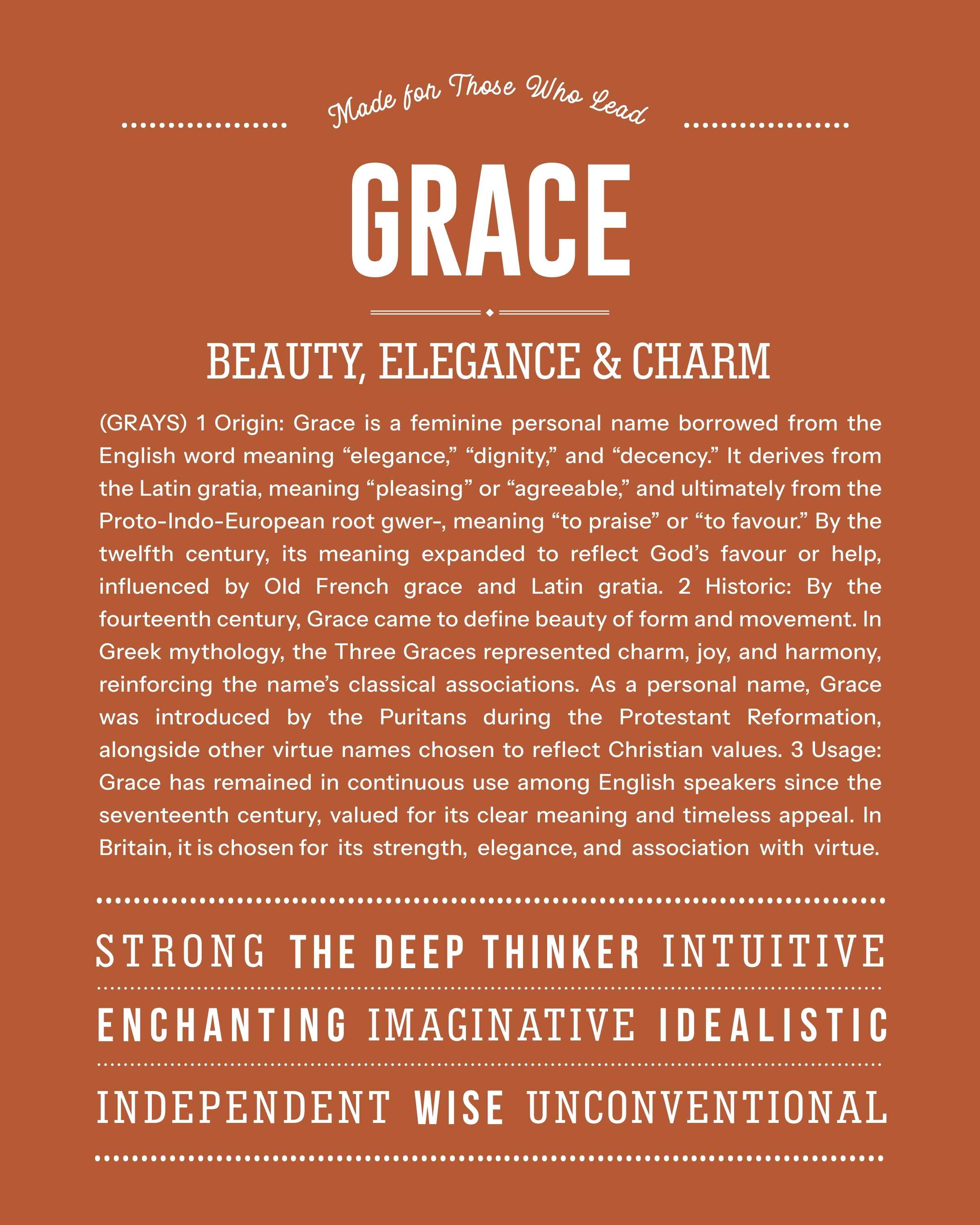 Grace | Personalised Name Meaning Print – Custom Name Art Gift