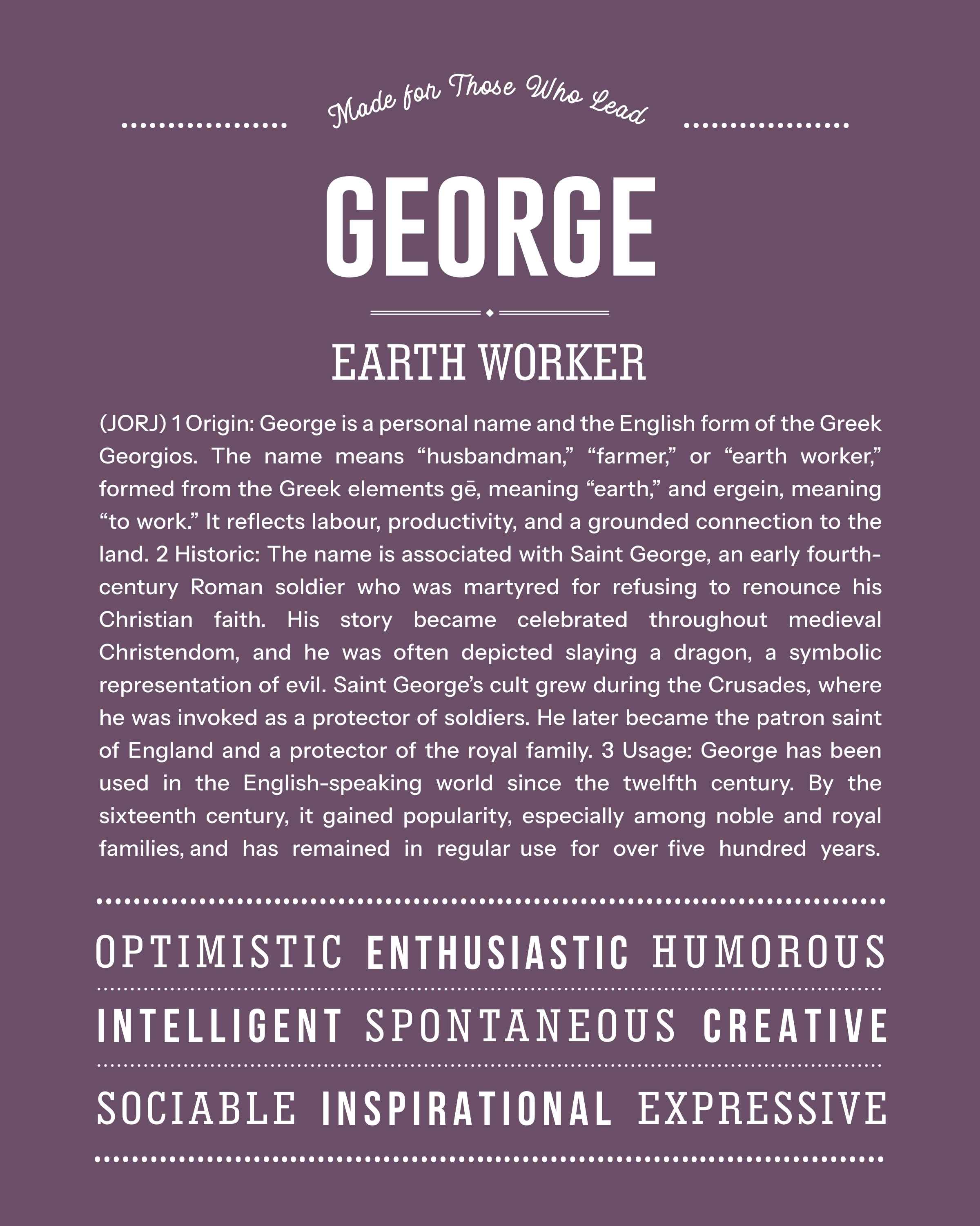 George | Personalised Name Meaning Print – Custom Name Art Gift