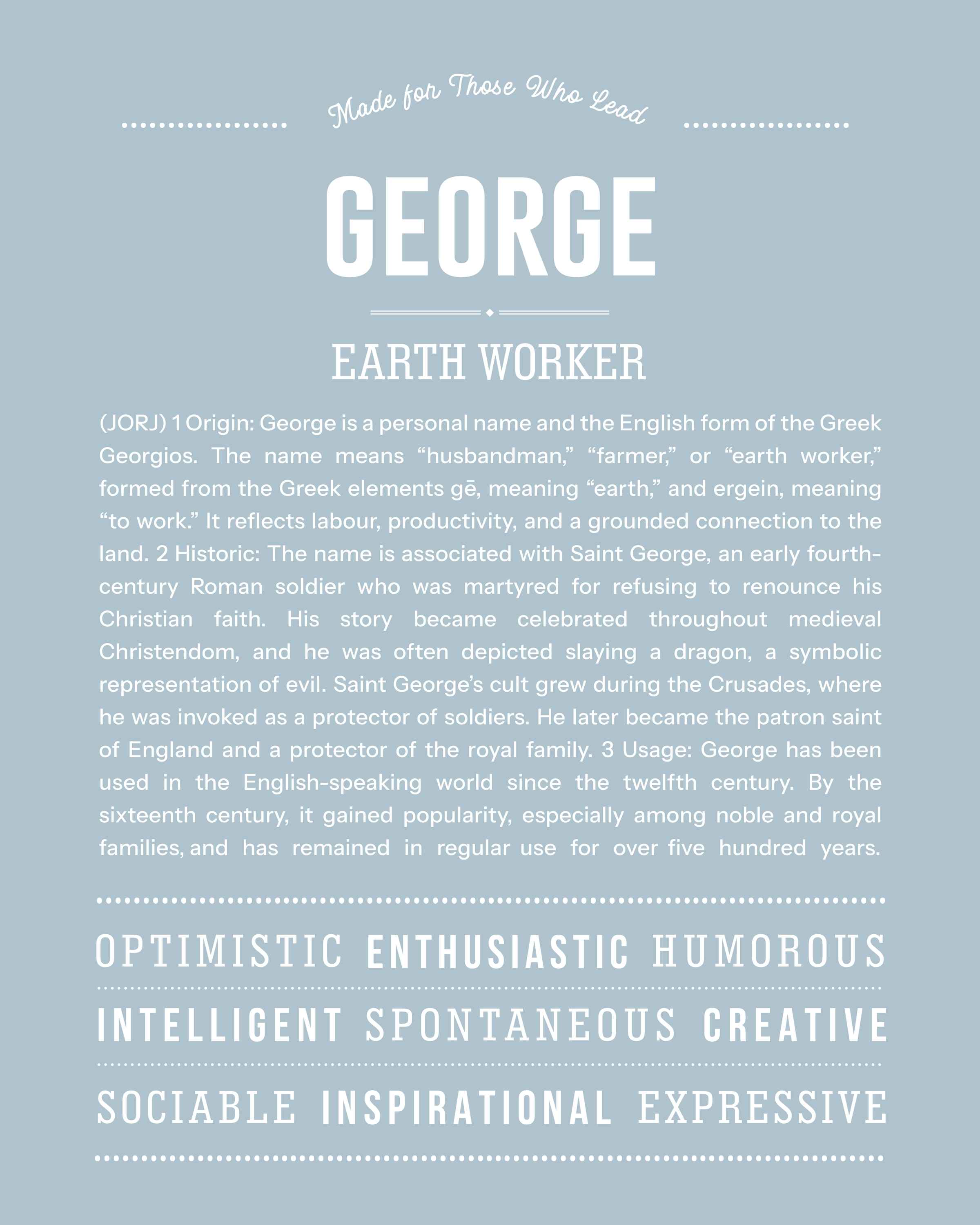 George | Personalised Name Meaning Print – Custom Name Art Gift