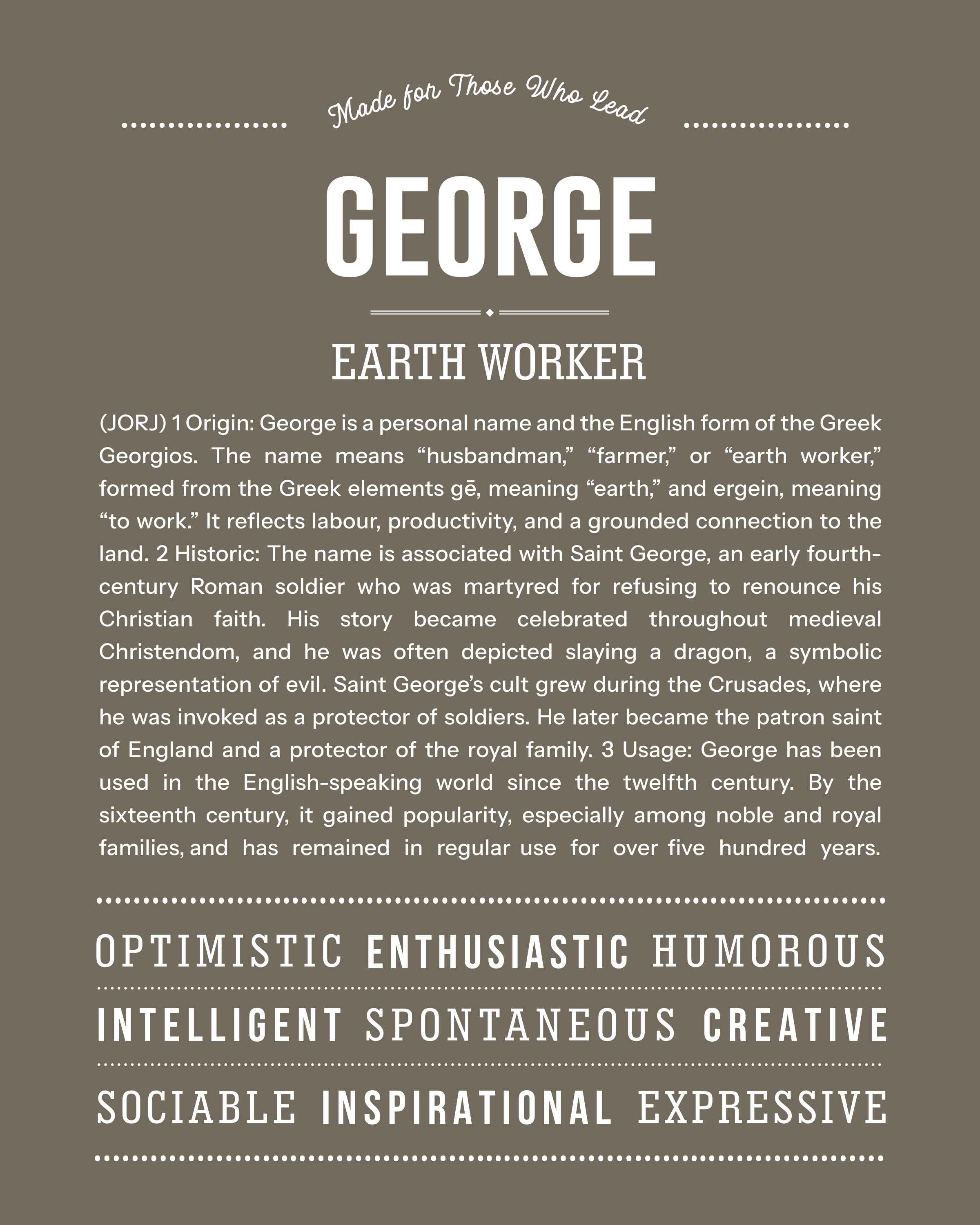 George | Personalised Name Meaning Print – Custom Name Art Gift