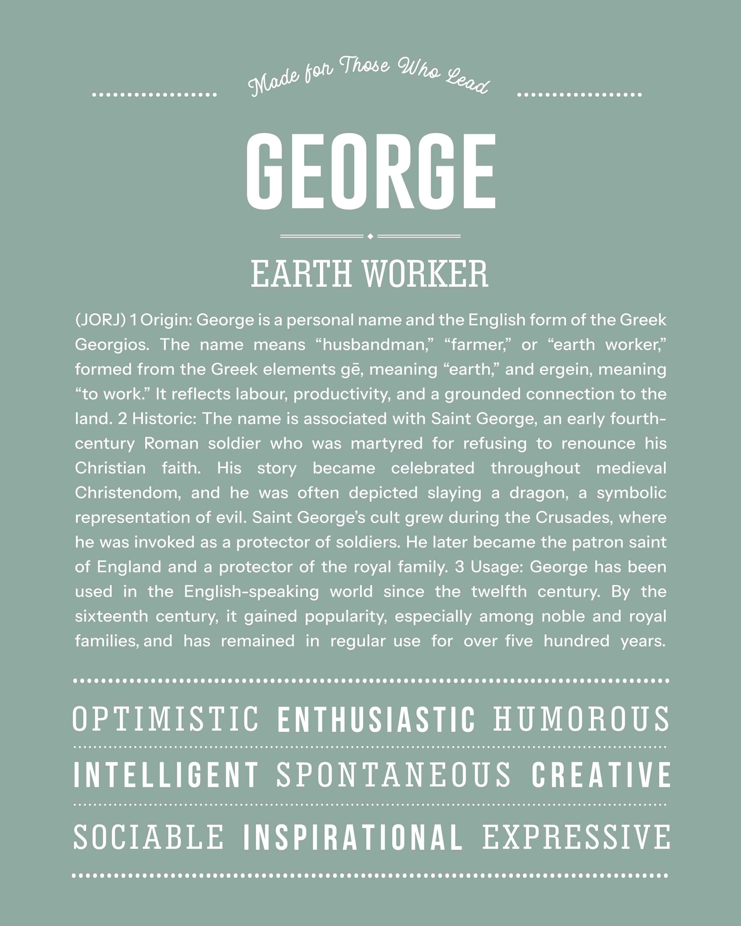 George | Personalised Name Meaning Print – Custom Name Art Gift