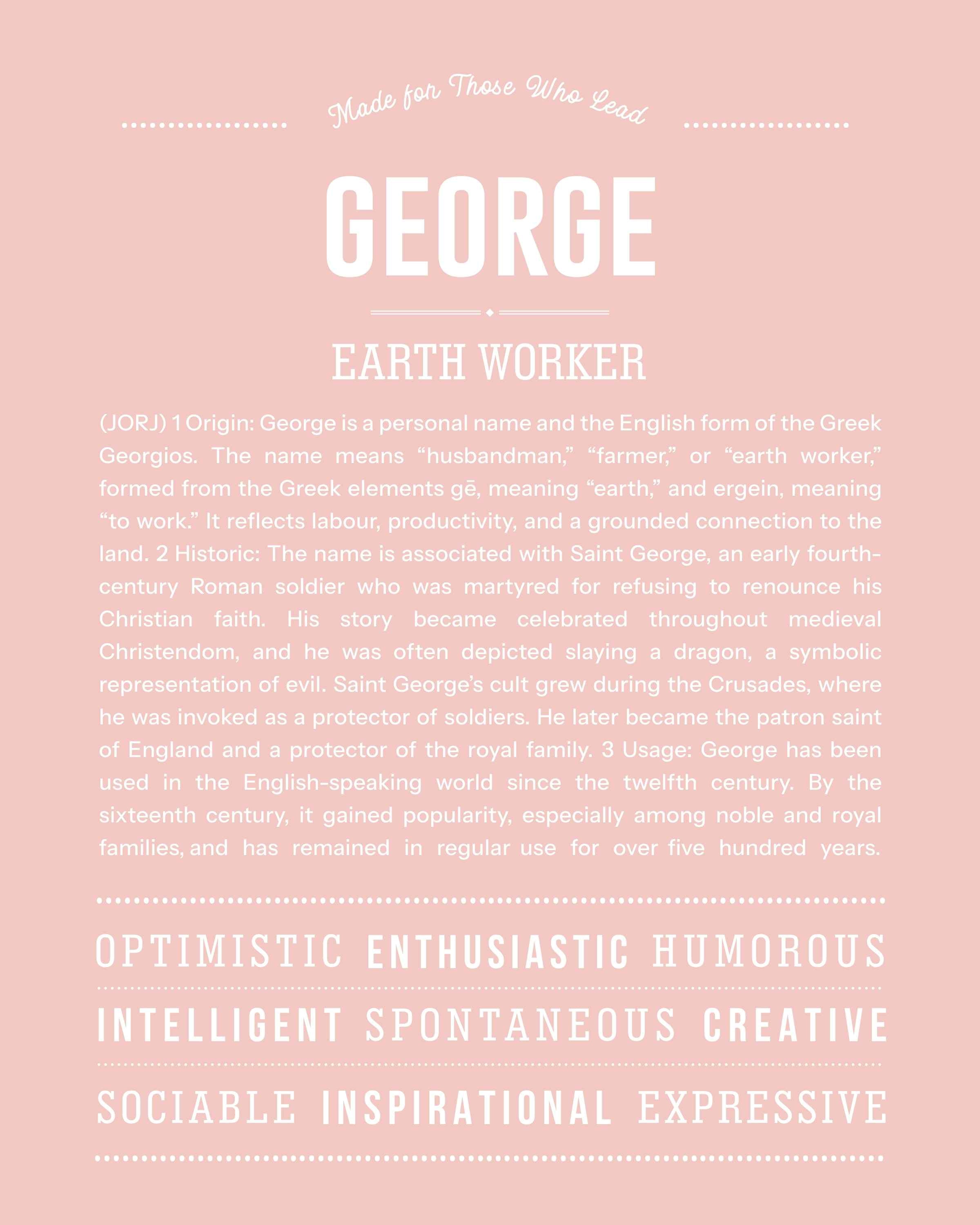 George | Personalised Name Meaning Print – Custom Name Art Gift