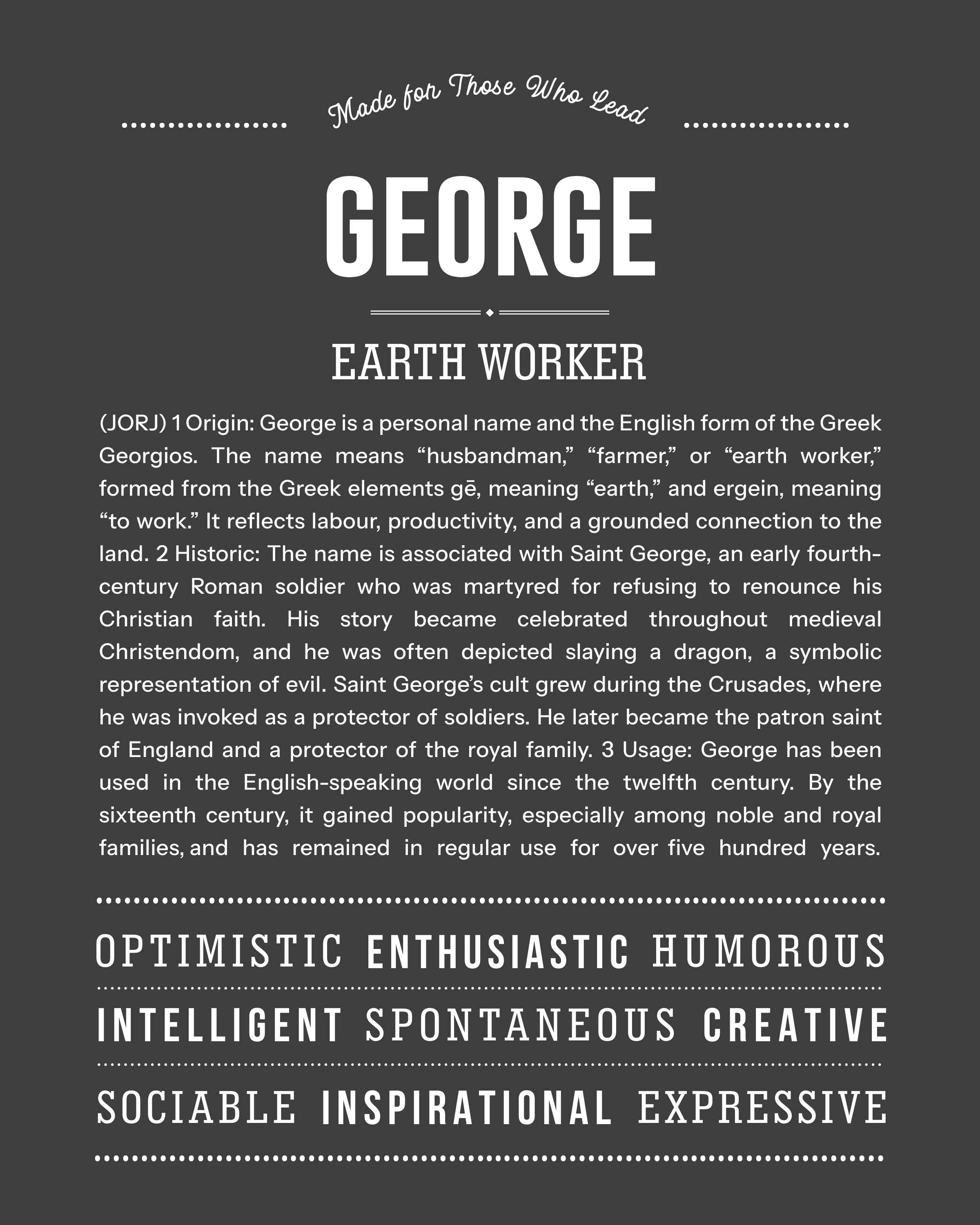George | Personalised Name Meaning Print – Custom Name Art Gift